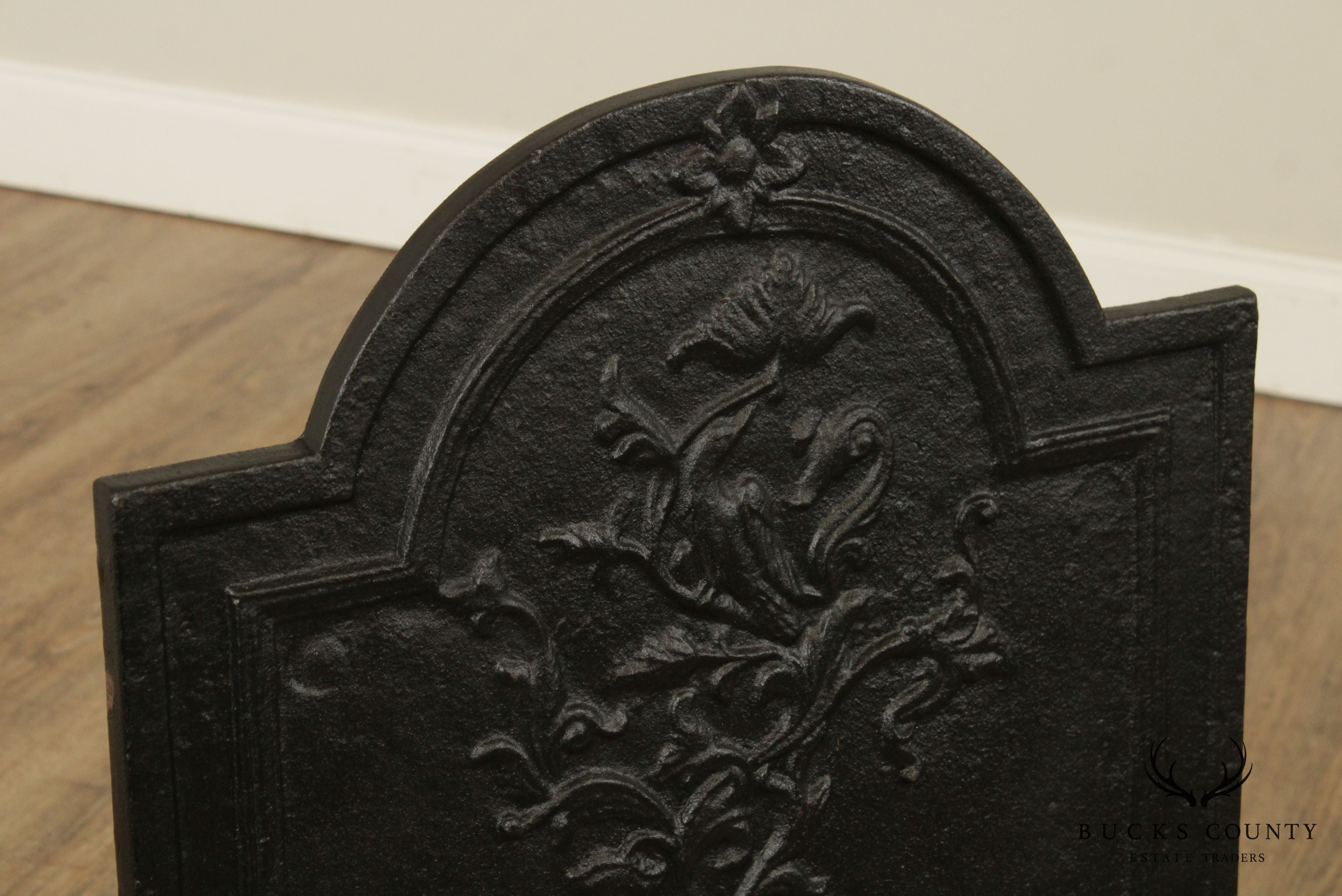 Antique Victorian Era Cast Iron Fireplace Plate
