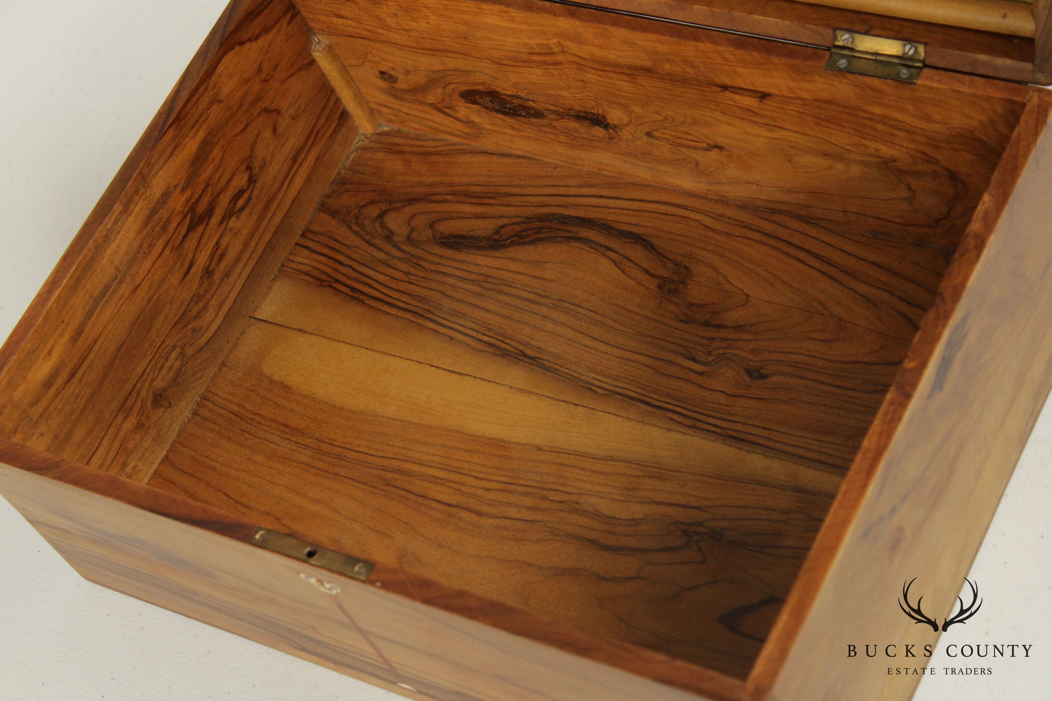 Antique Exotic Wood Inlaid Sewing or Desk Box