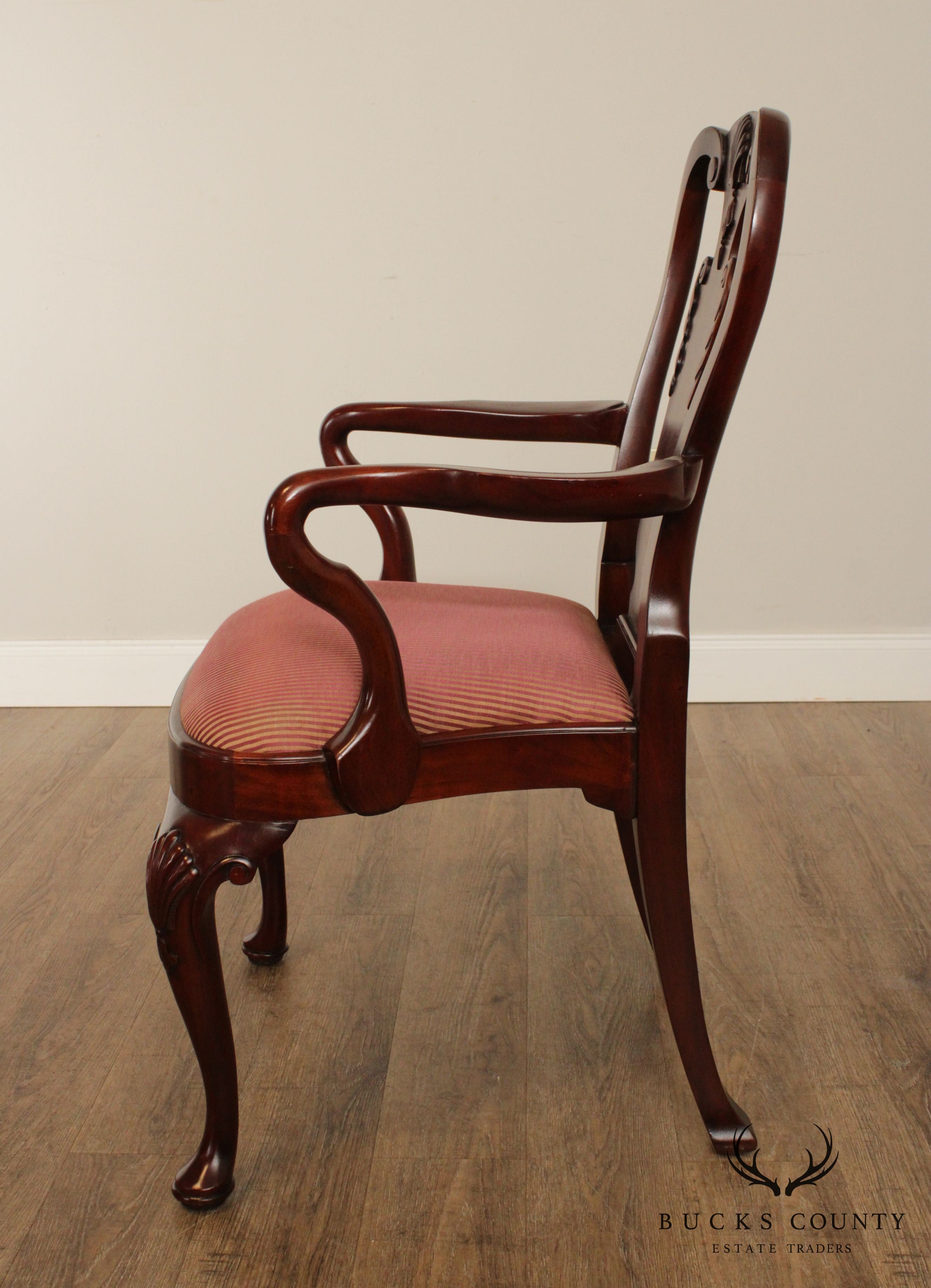 Maitland Smith Georgian Style Set 8 Solid Mahogany Dining Chairs