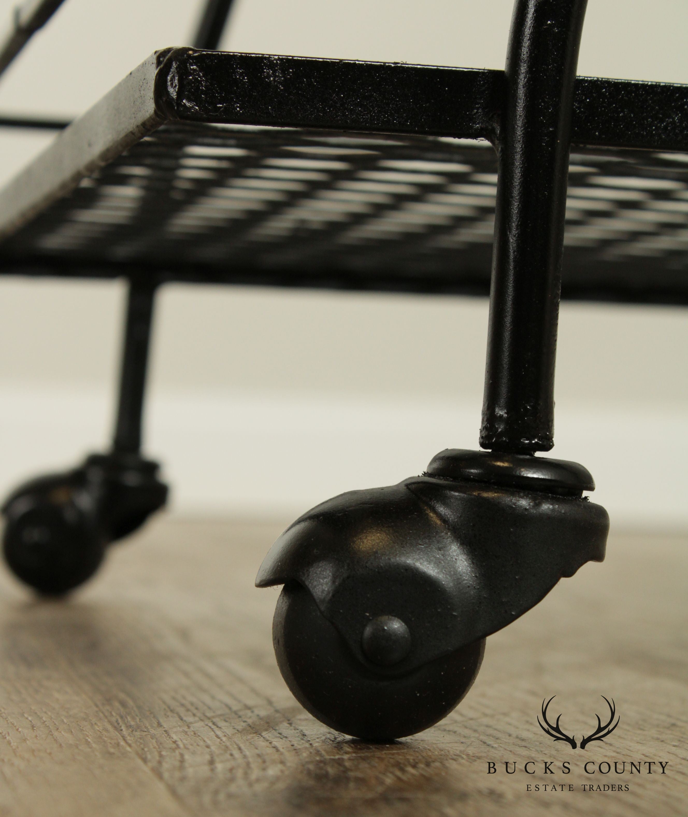 Mid-Century Modern Wrought Iron Tile Top Serving Cart, Trolly