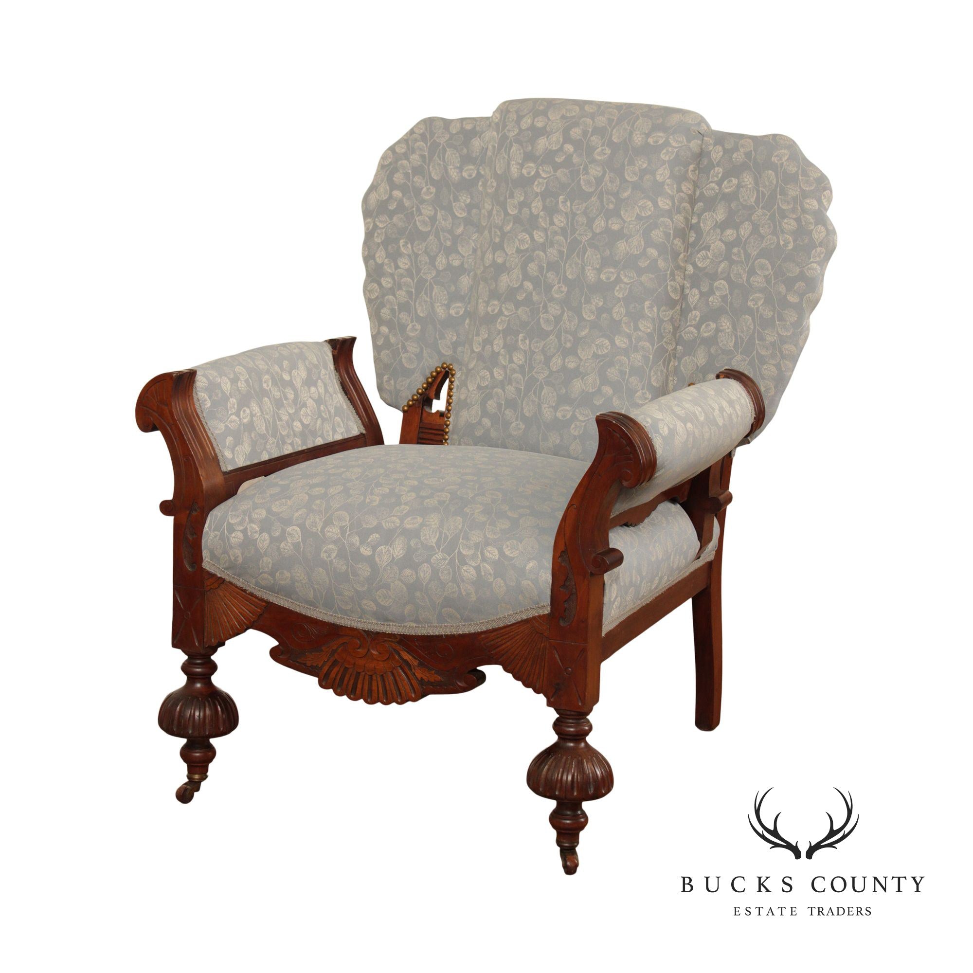 Antique Victorian Eastlake Carved Mahogany Peacock Chair