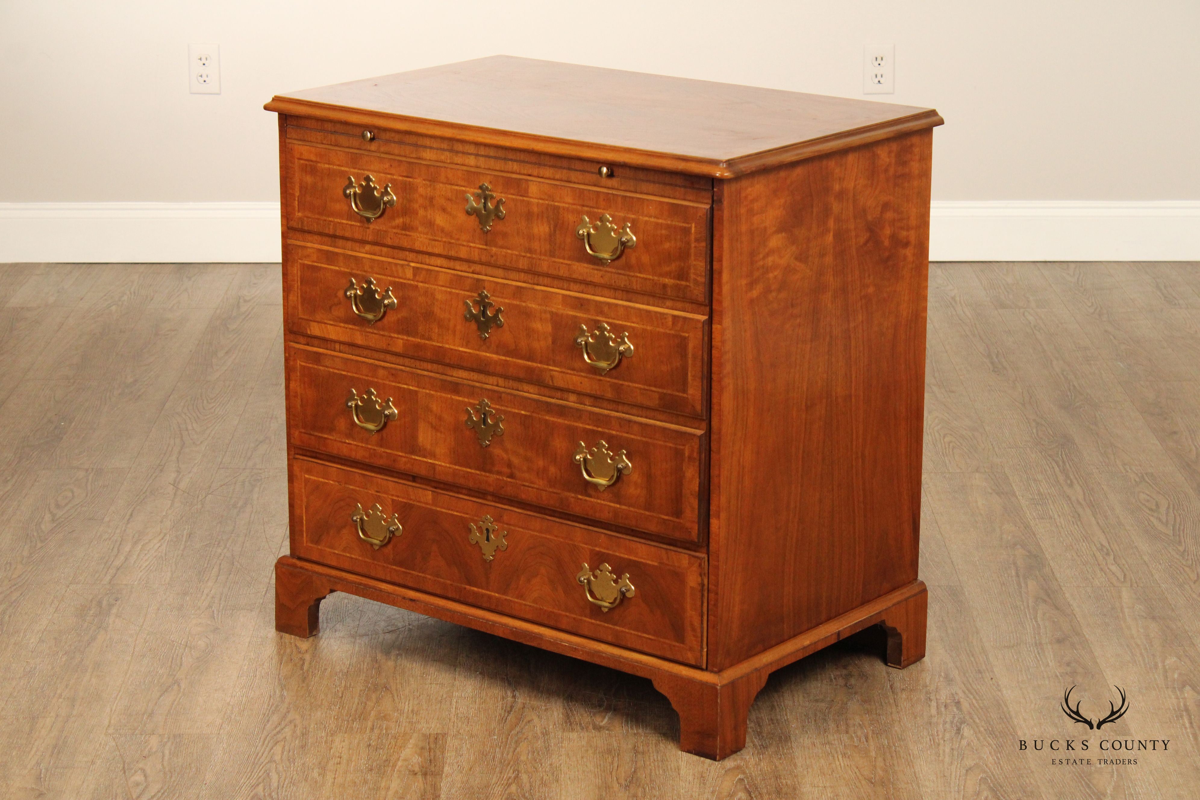 Baker Chippendale Style Walnut TV Chest