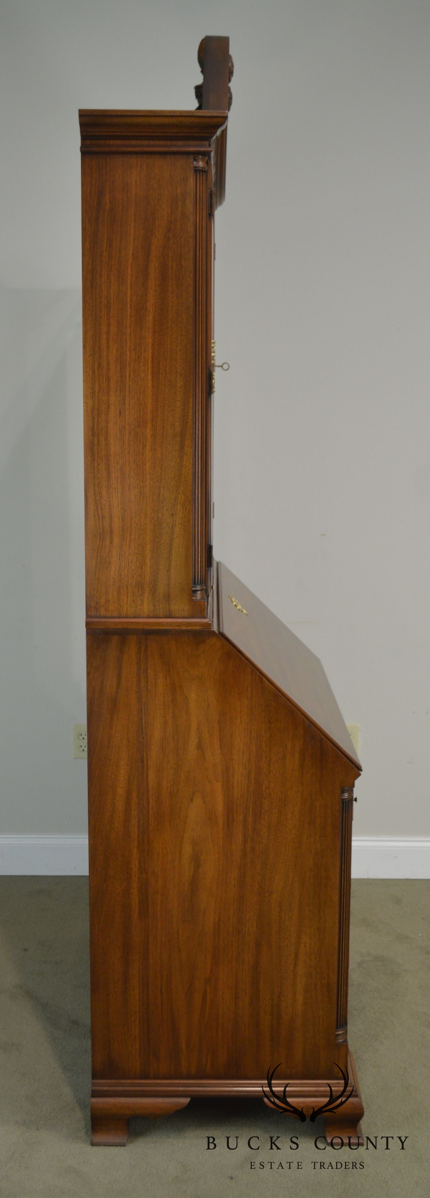 Henkel Harris Chippendale Style Carved Walnut Blind Door Secretary Desk