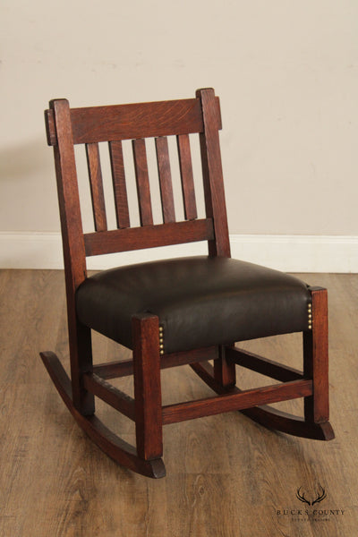 Antique leather rocking discount chair