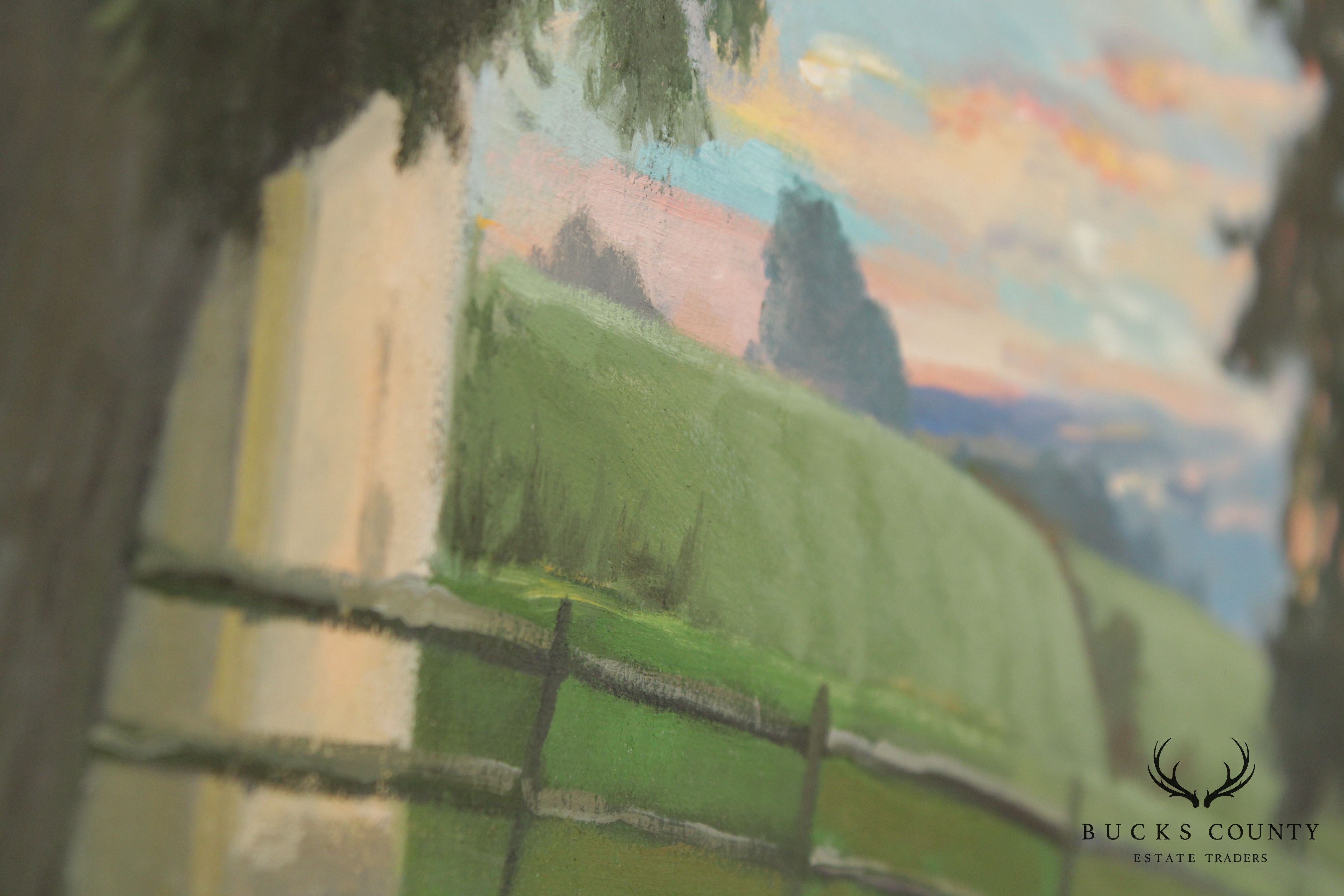 Dori Spector 'Farm House Landscape' Original Oil Painting