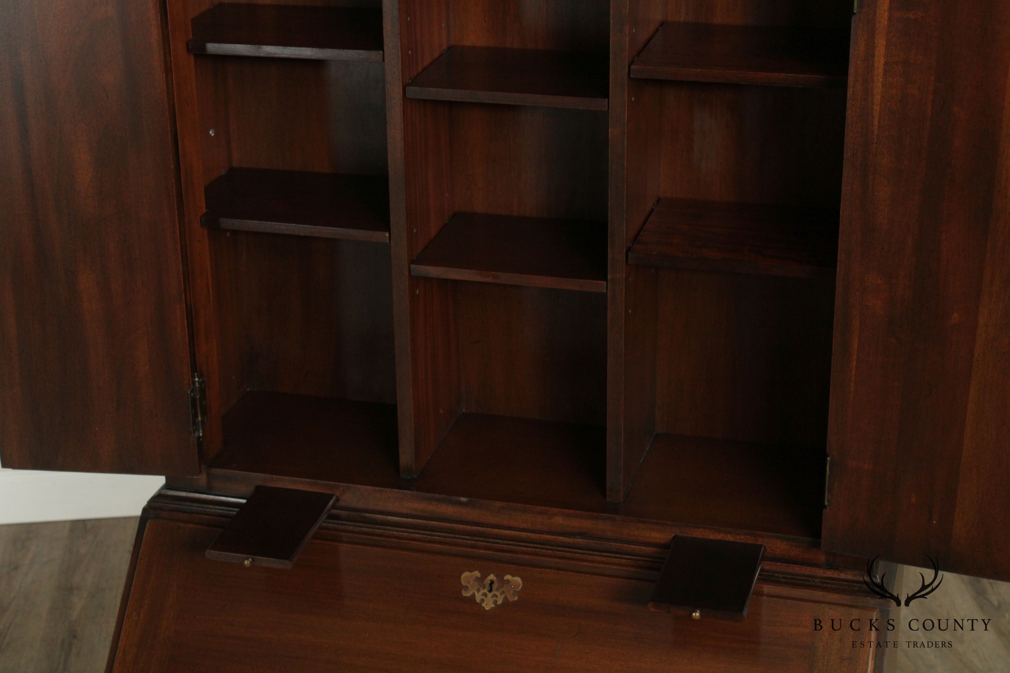 Maddox Chippendale Style Vintage Mahogany Block Front Secretary Desk