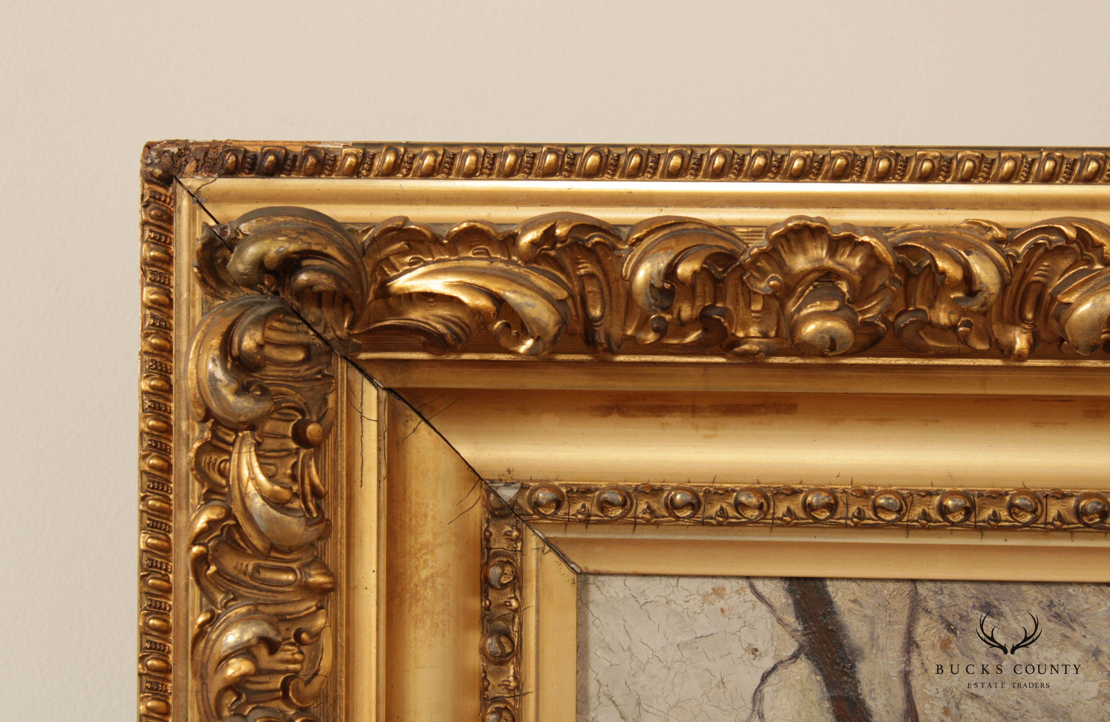 Antique German Village Original Oil Painting, by Eugen Kampf