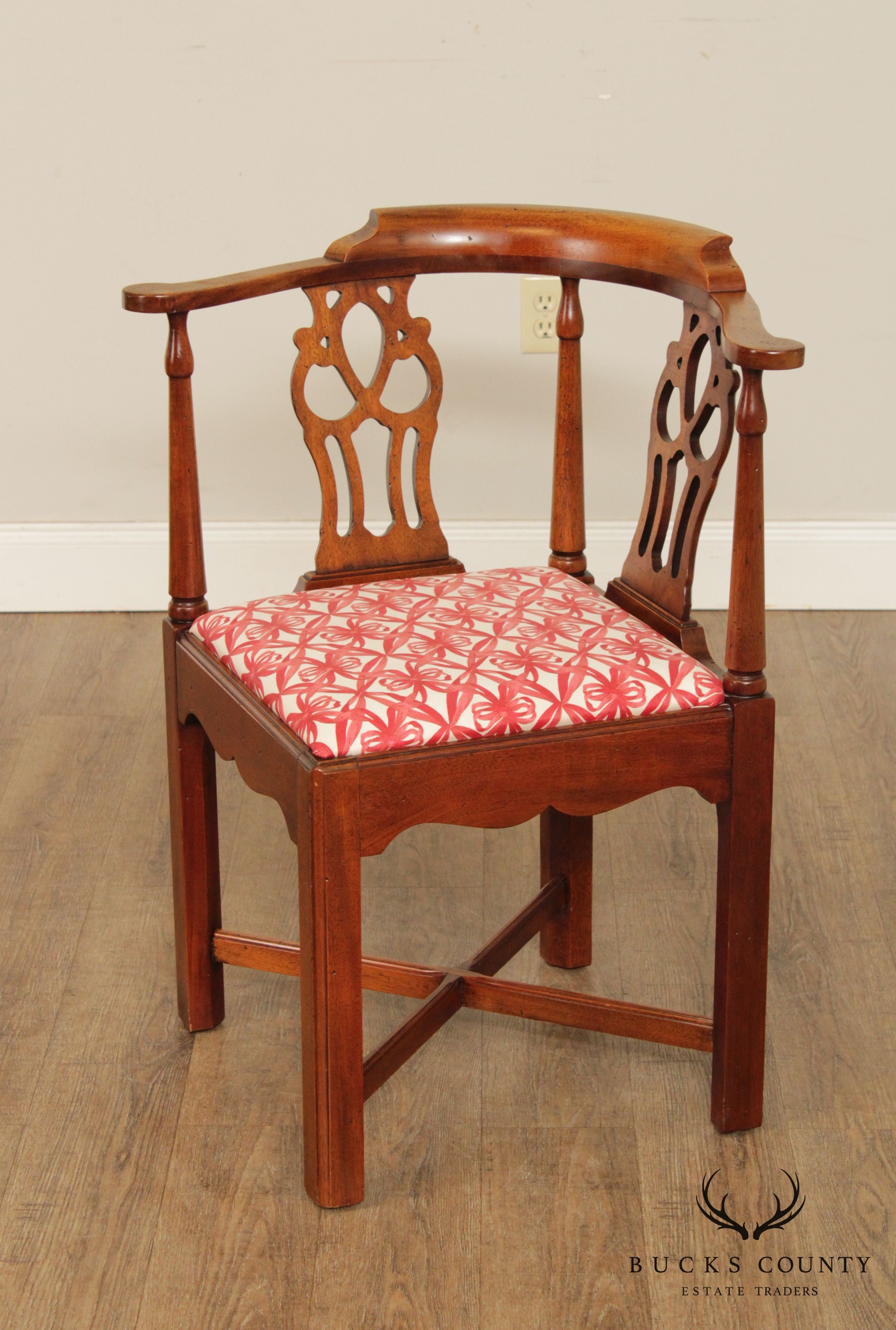 Chippendale Style Vintage Mahogany Corner Chair