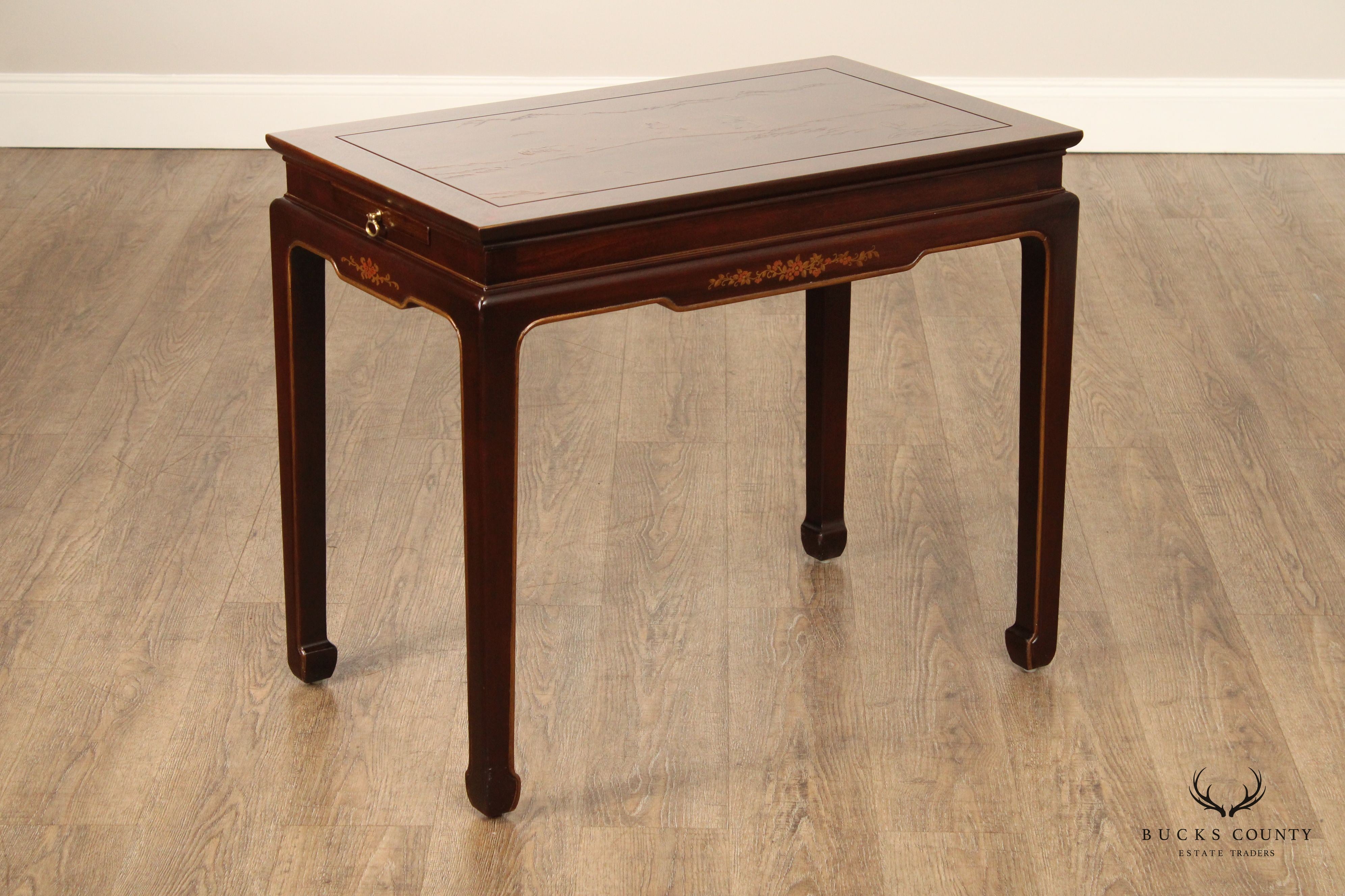 Henredon Chinoiserie Decorated Mahogany Side Table