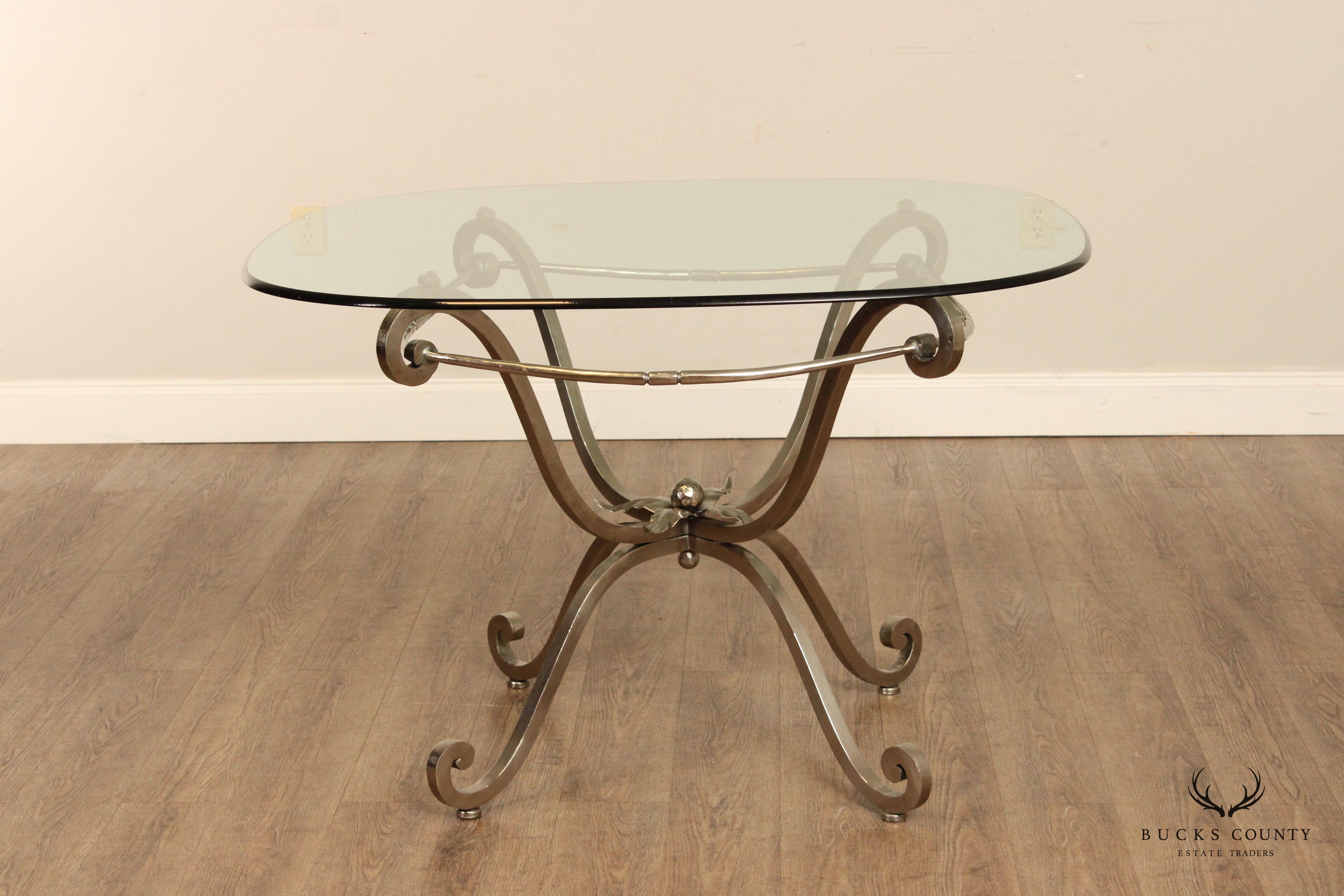 Contemporary French Style Polished Steel 5-Piece Dining Set