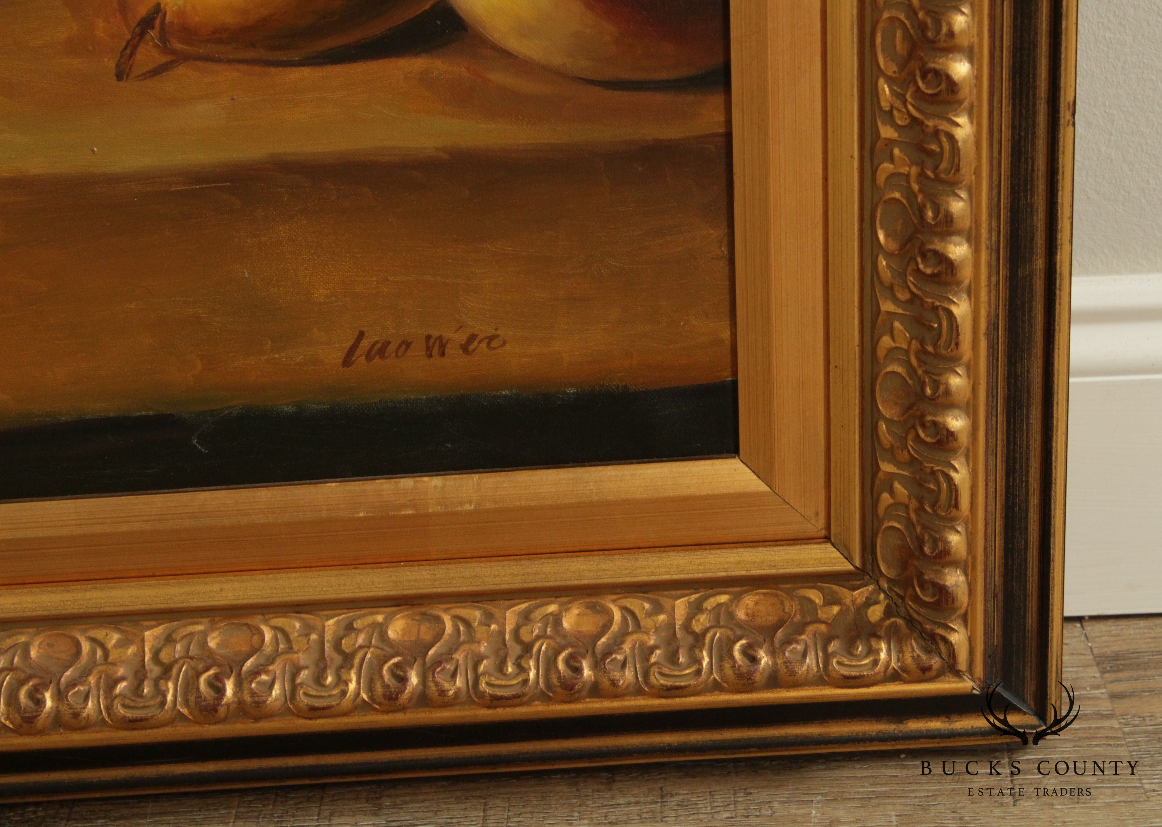 Custom Framed Still Life Oil Painting on Canvas Fruit Basket