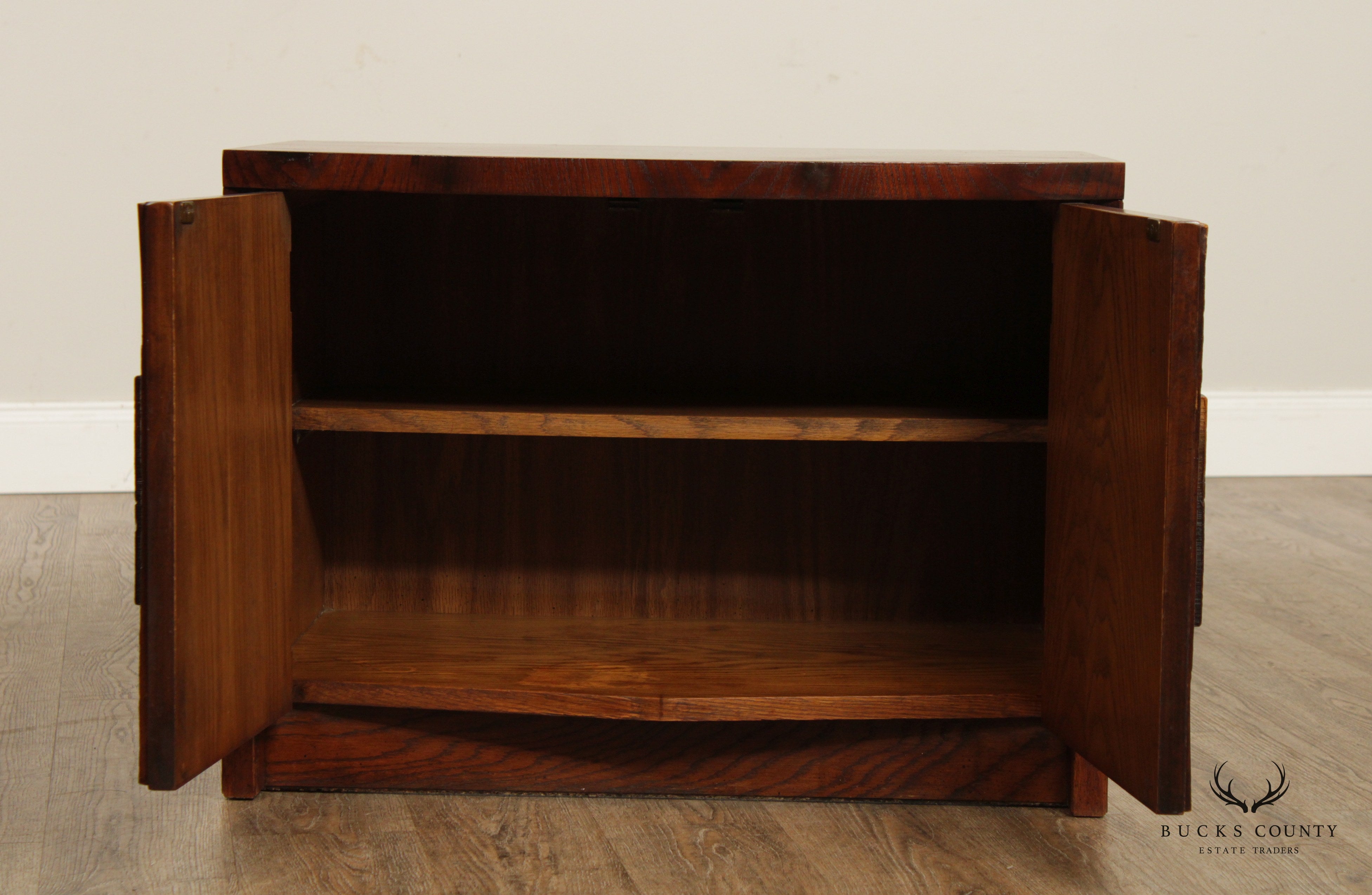 Lane Mid Century Brutalist Pair Pueblo Cabinet  Nightstands