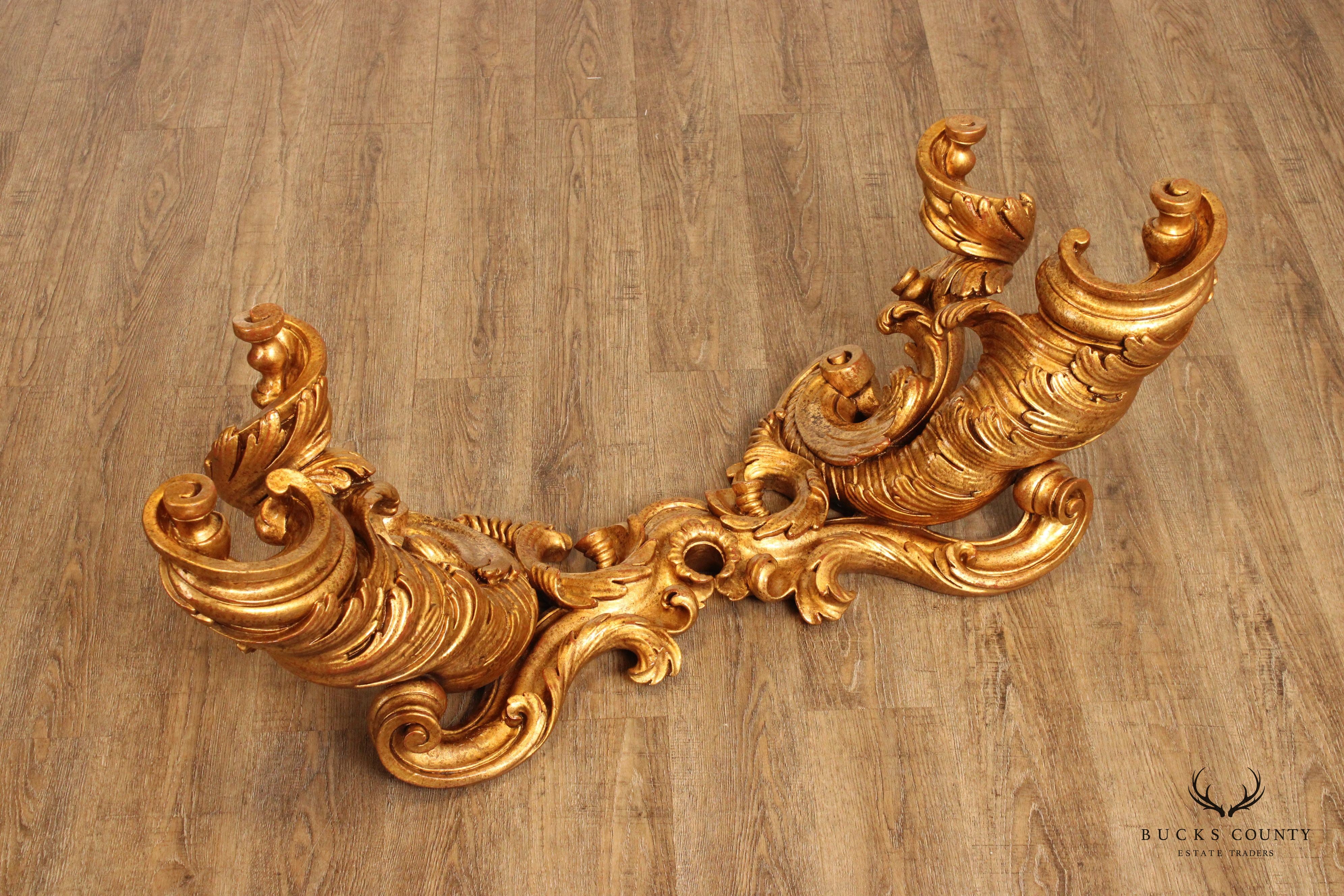 Italian Rococo Style Carved Gilt Wood Coffee Table Base