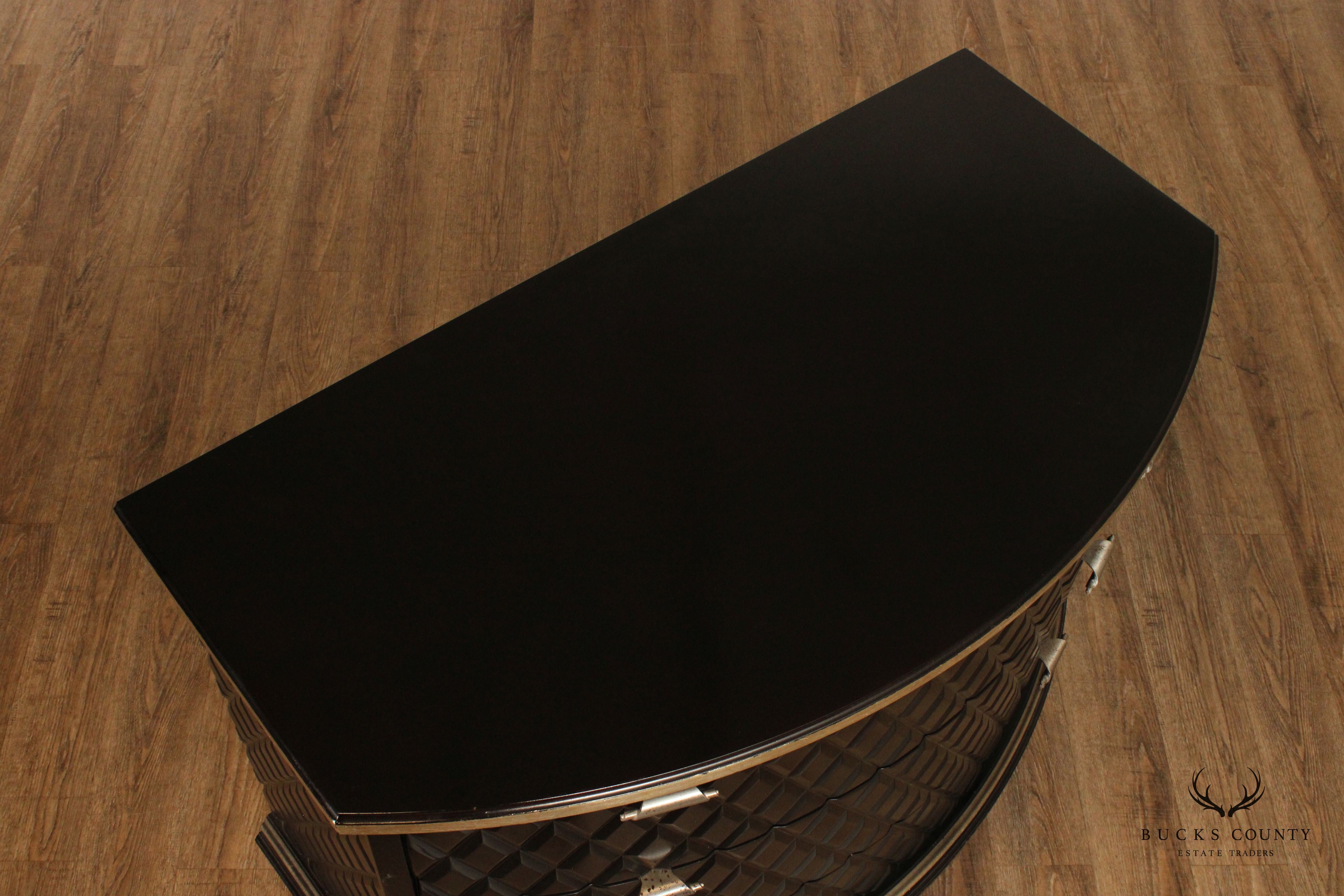 Century Omni Collection Contemporary Pair of Bow Front Ebonized Chests