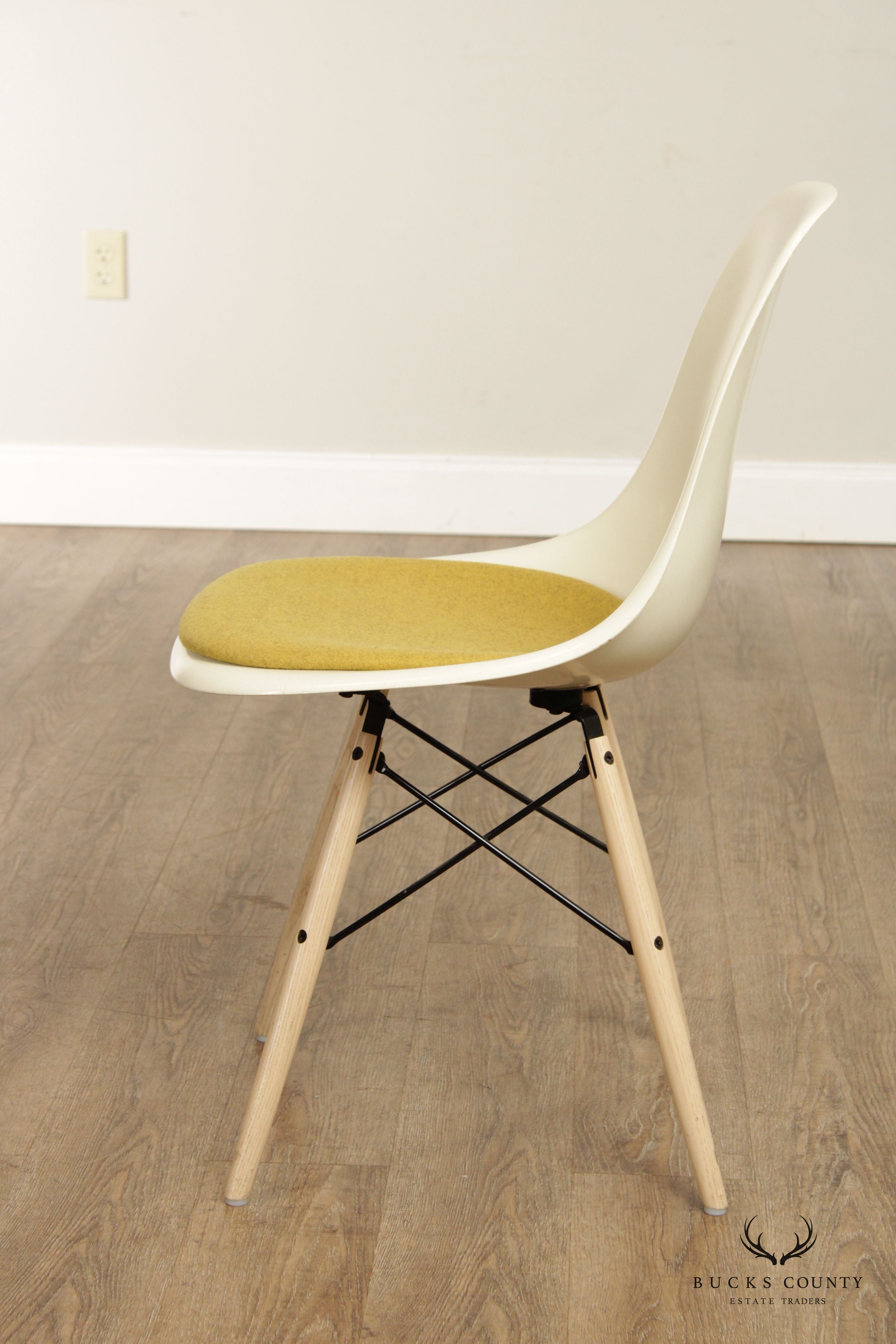 Eames Pair Upholstered Molded Fiberglass Side Chairs