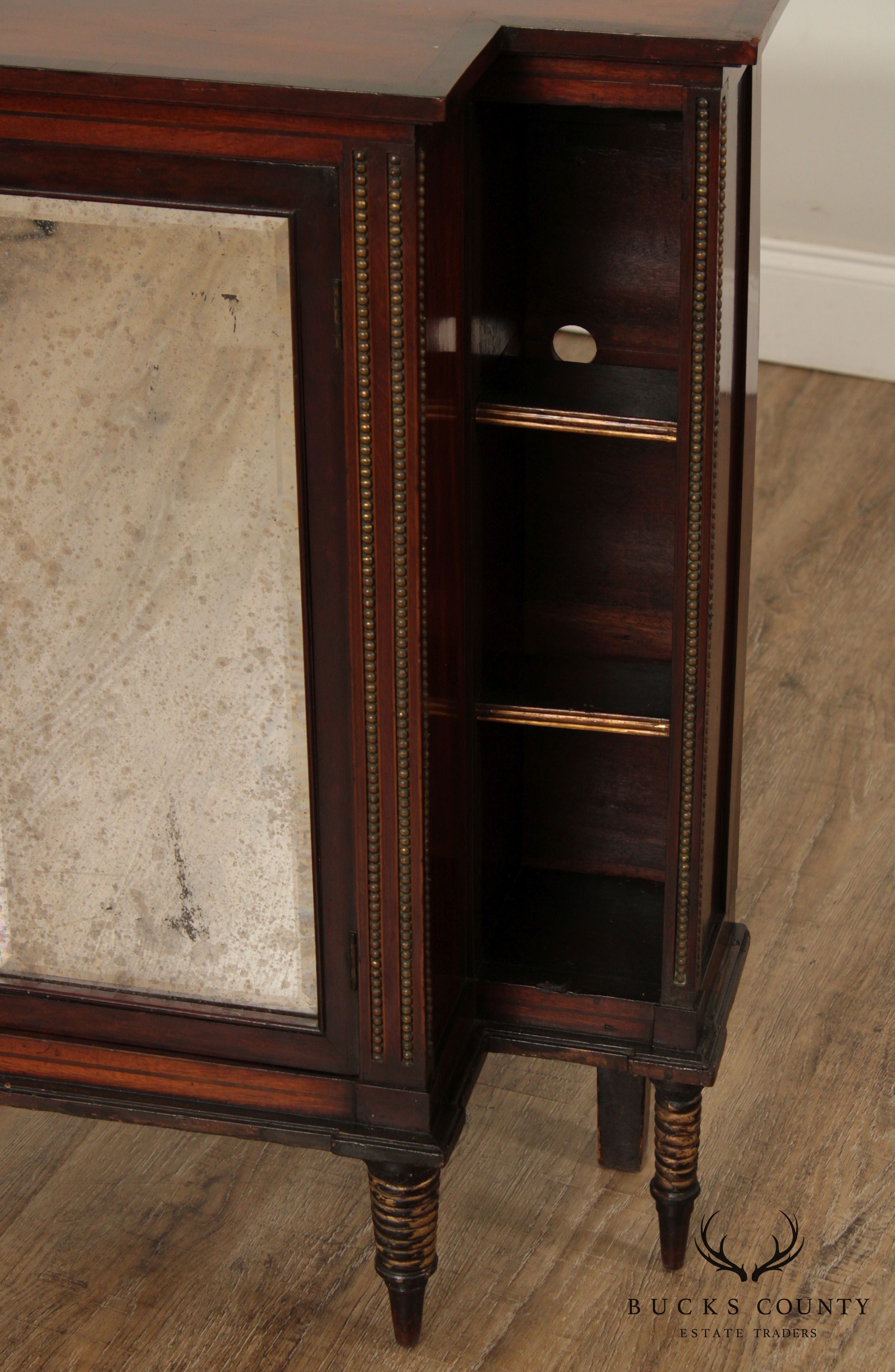 Antique Regency Style Mahogany Mirror Door Console