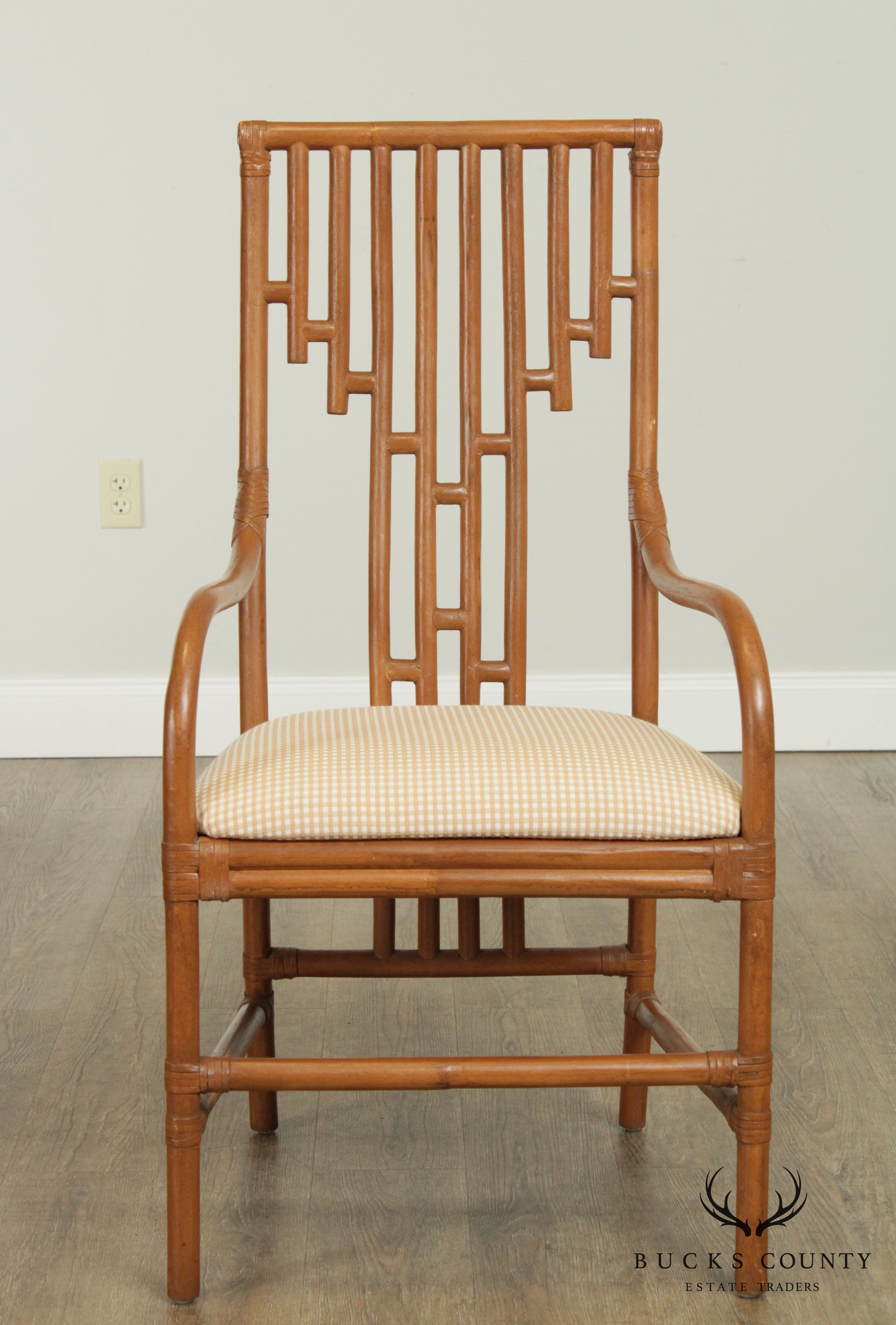 Quality Pair Rattan High Back Armchairs