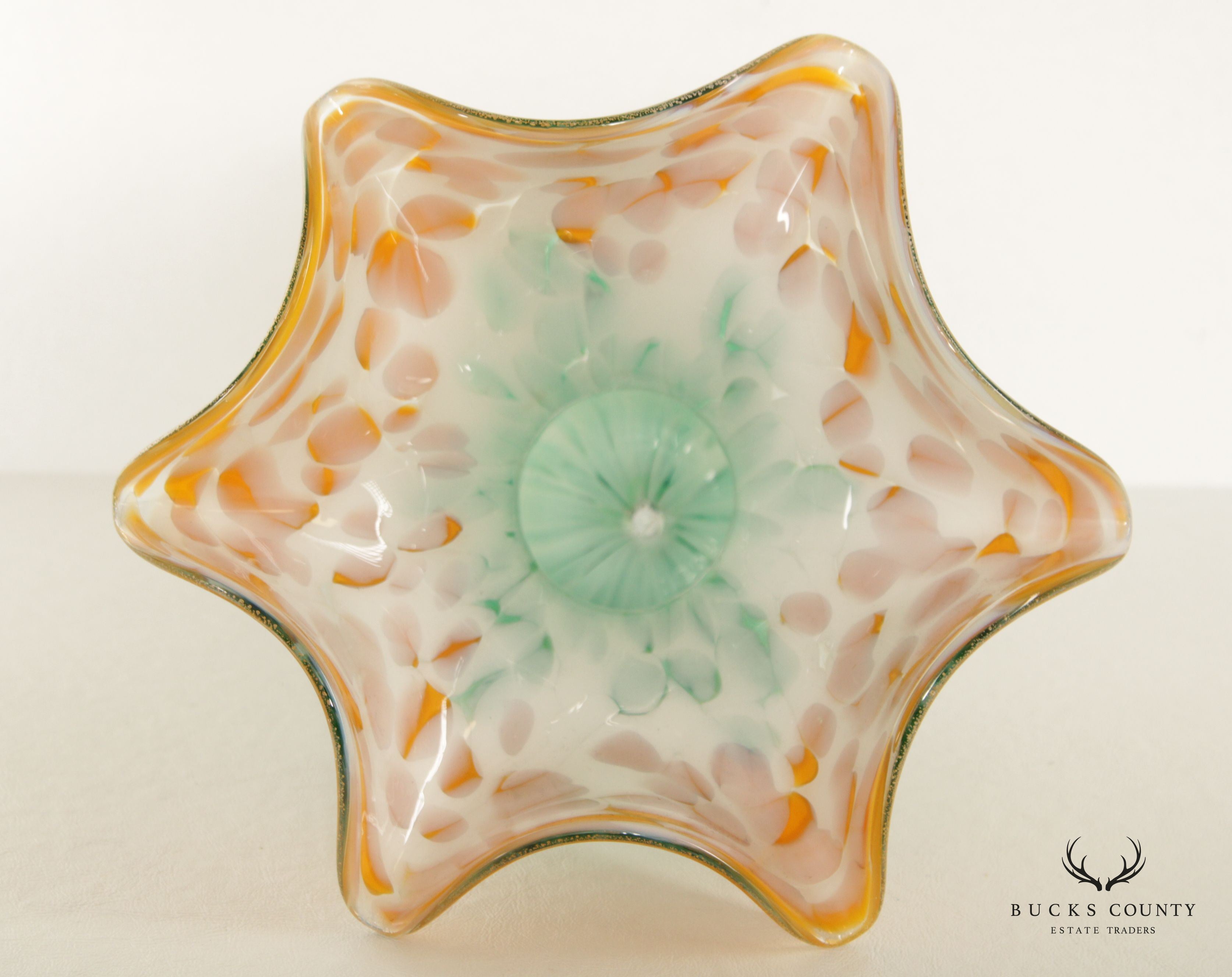 Murano Style Vintage Art Glass Lily Flower