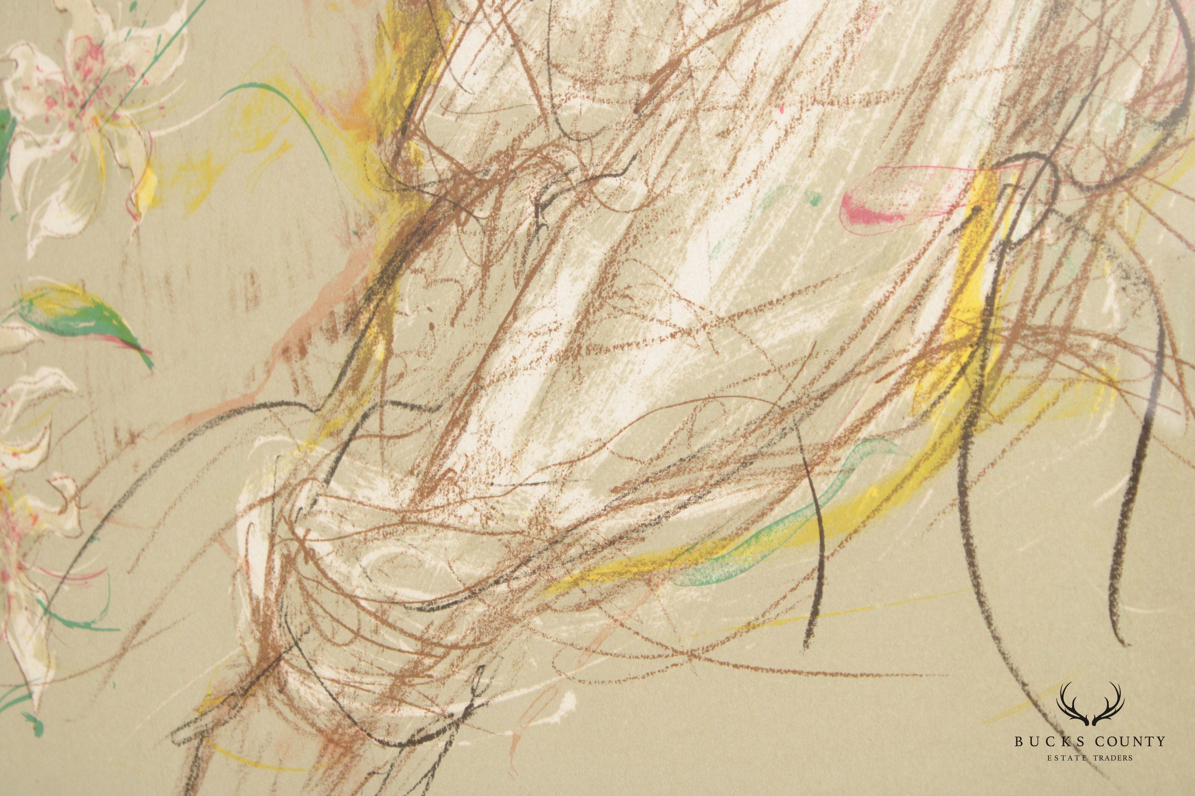 Jacques Pecnard 'Claudine' Lithograph, Custom Framed