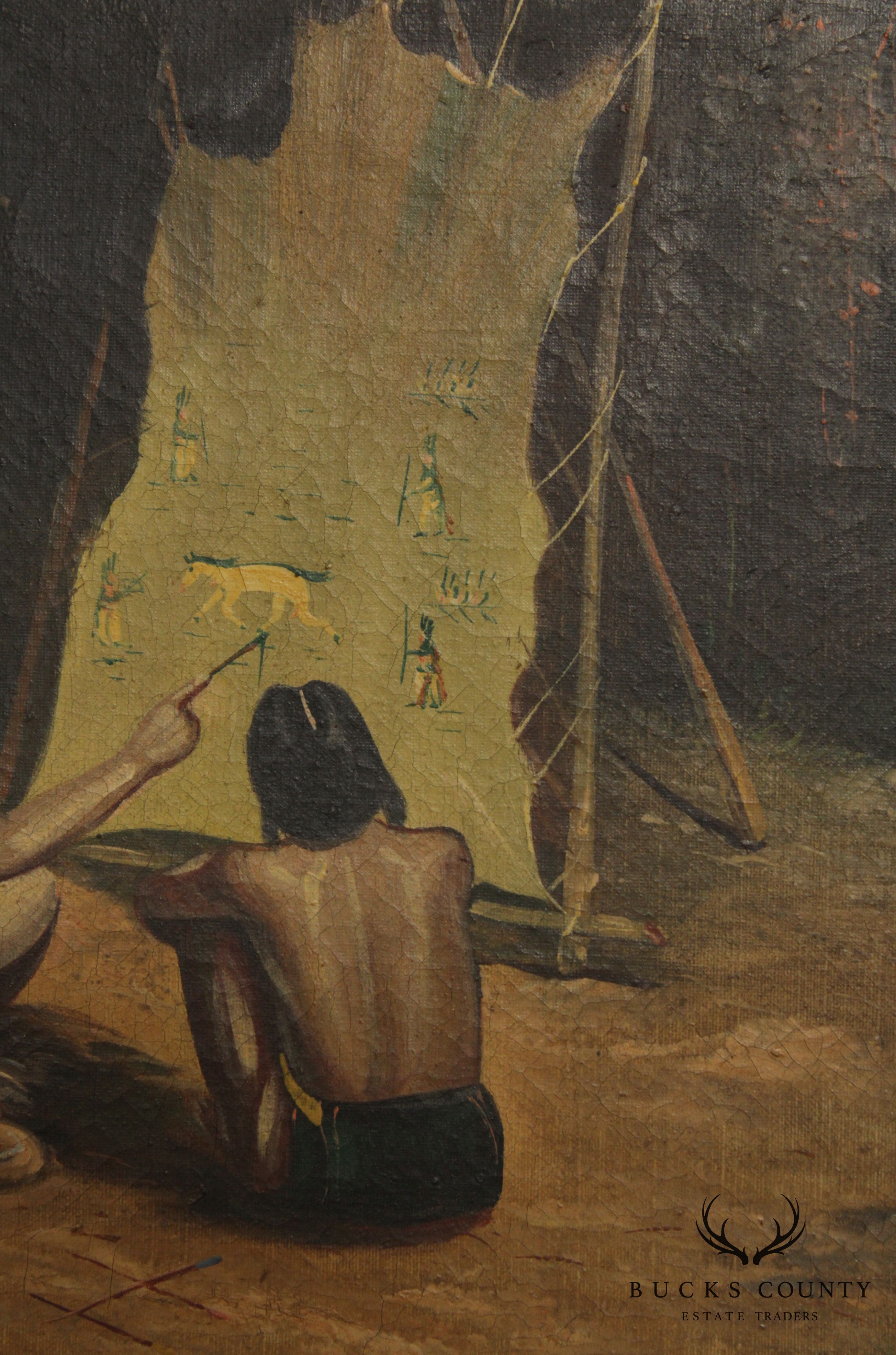 Early 20th C. Native American Oil Painting