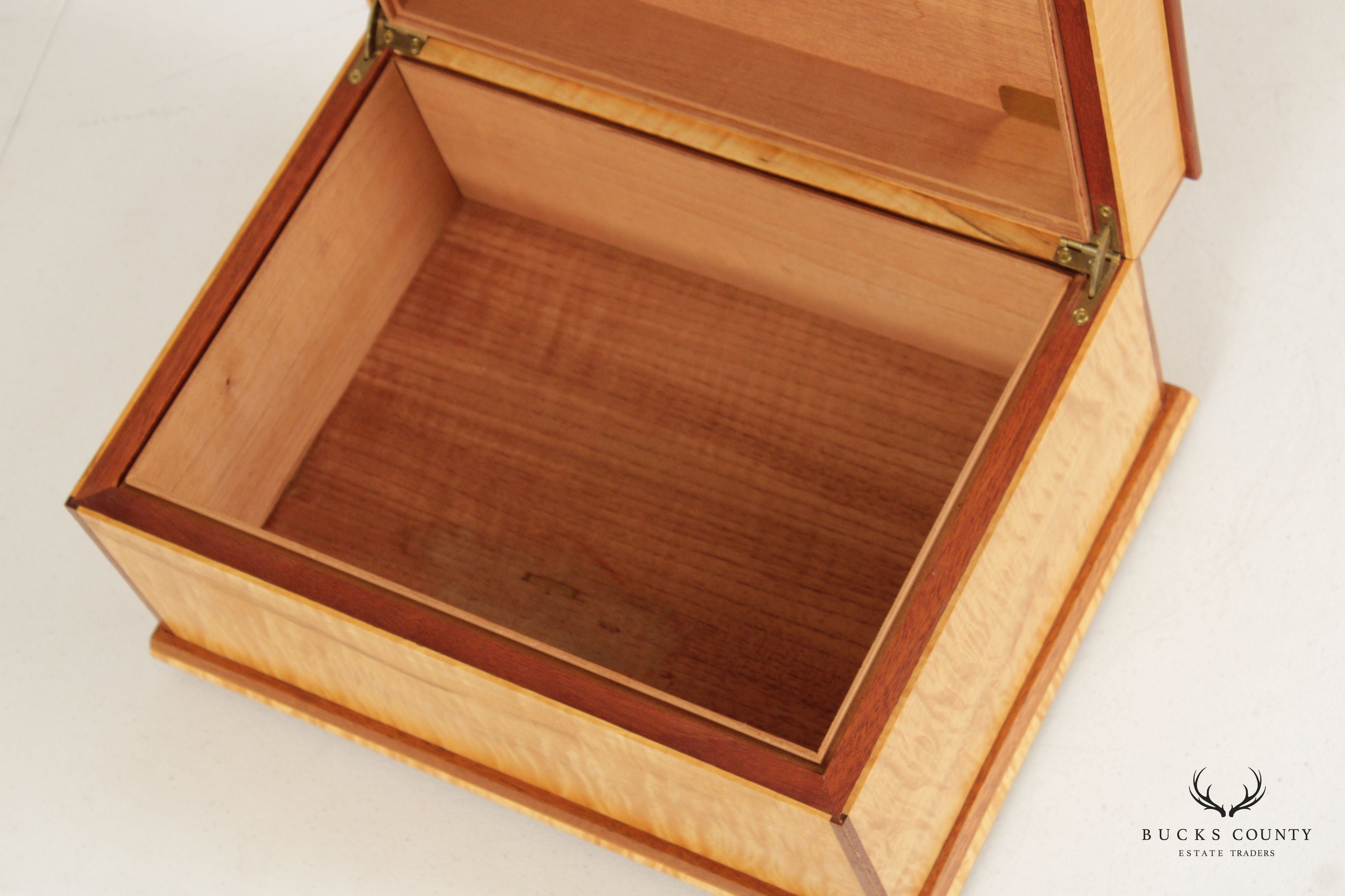 Hand Crafted Inlaid Tiger Maple Cigar Box Humidor