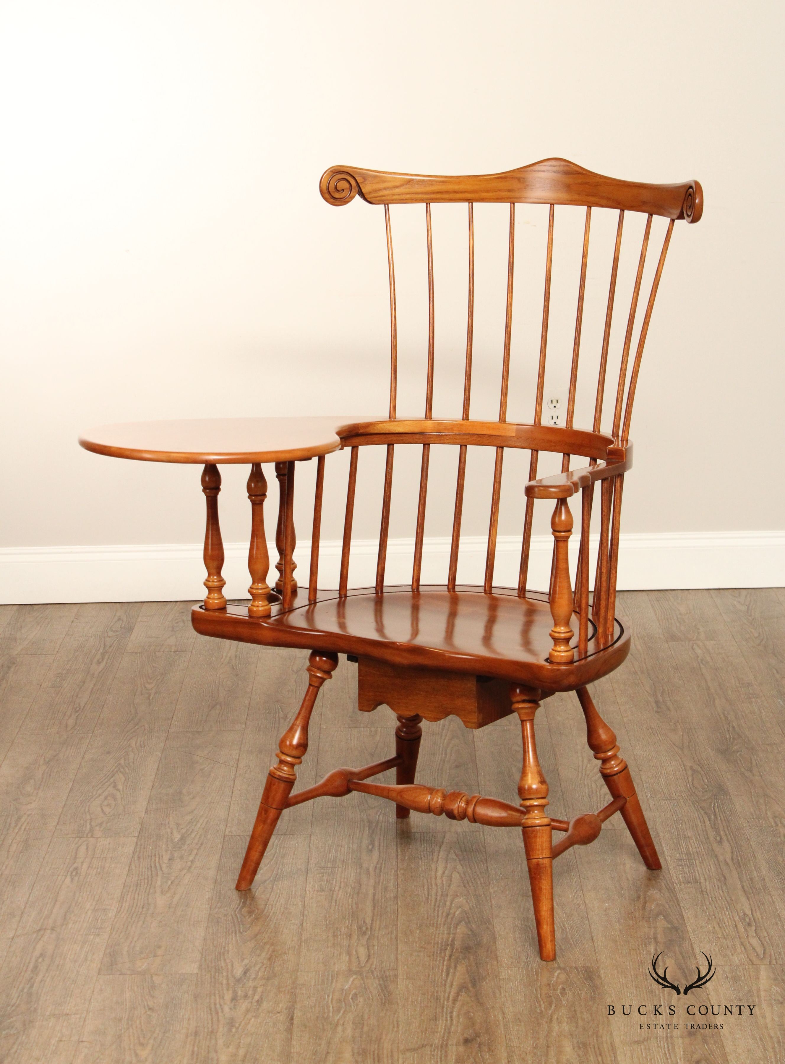 FREDERICK DUCKLOE CHERRY WINDSOR STYLE WRITING ARMCHAIR