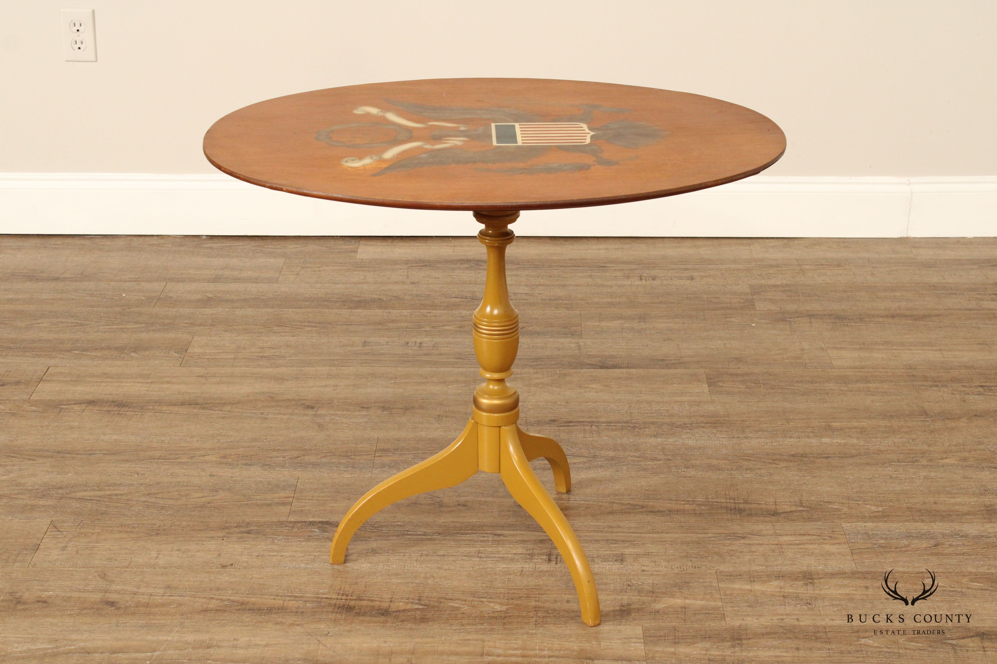 L. Hitchcock Federal Style Eagle Stenciled Tilt-Top Table