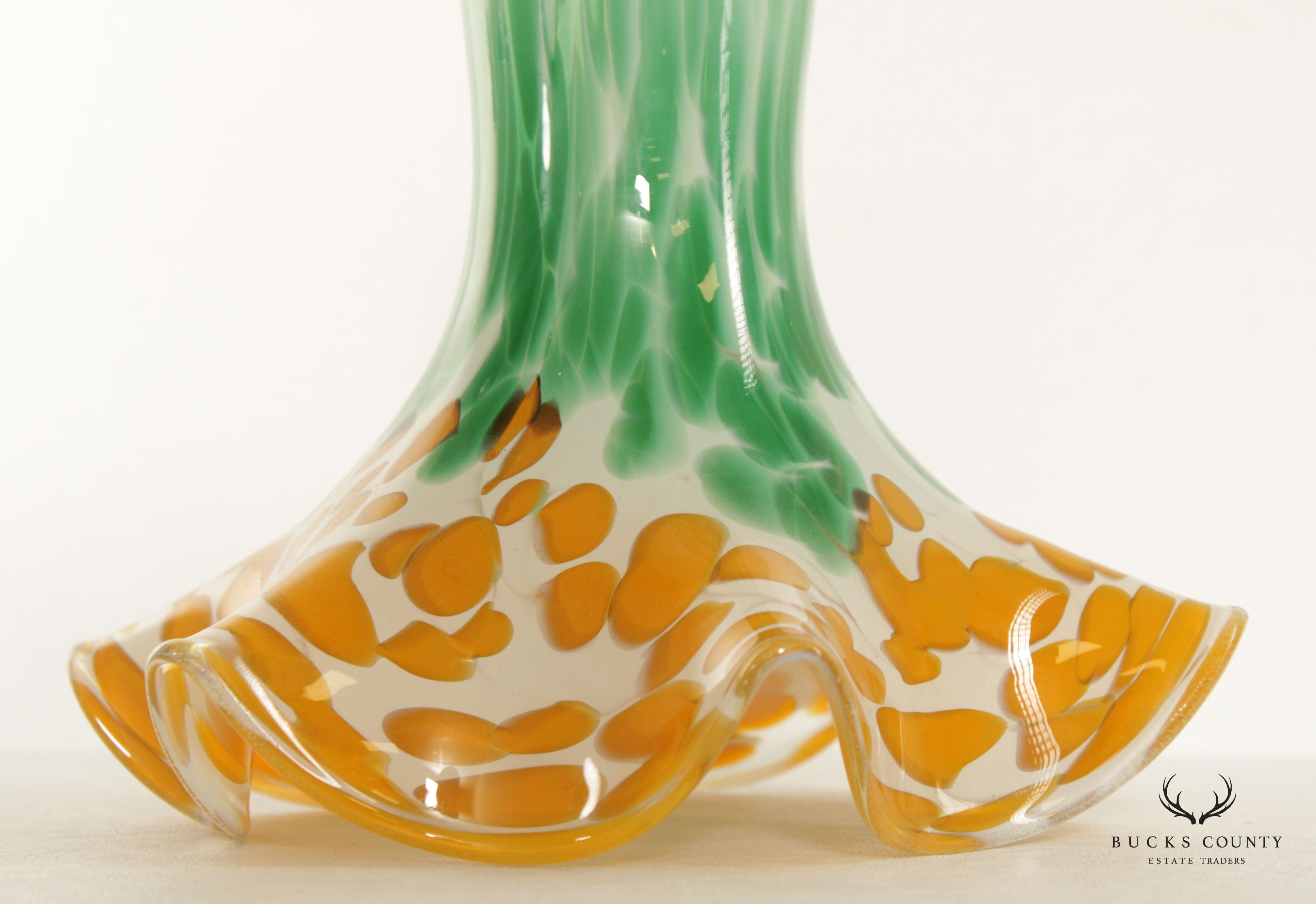 Murano Style Vintage Art Glass Lily Flower