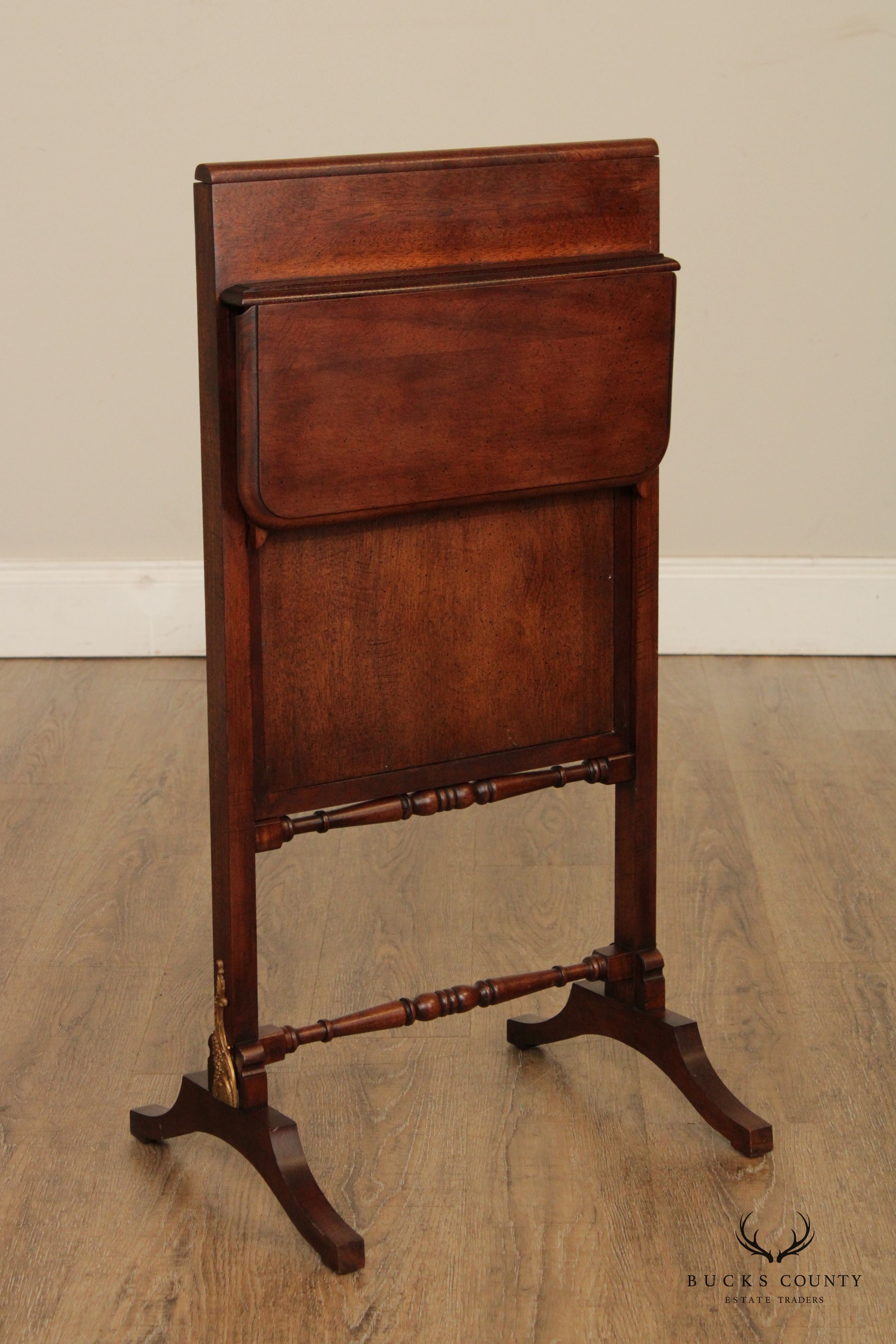 English Victorian Floral Needlepoint Fire Screen