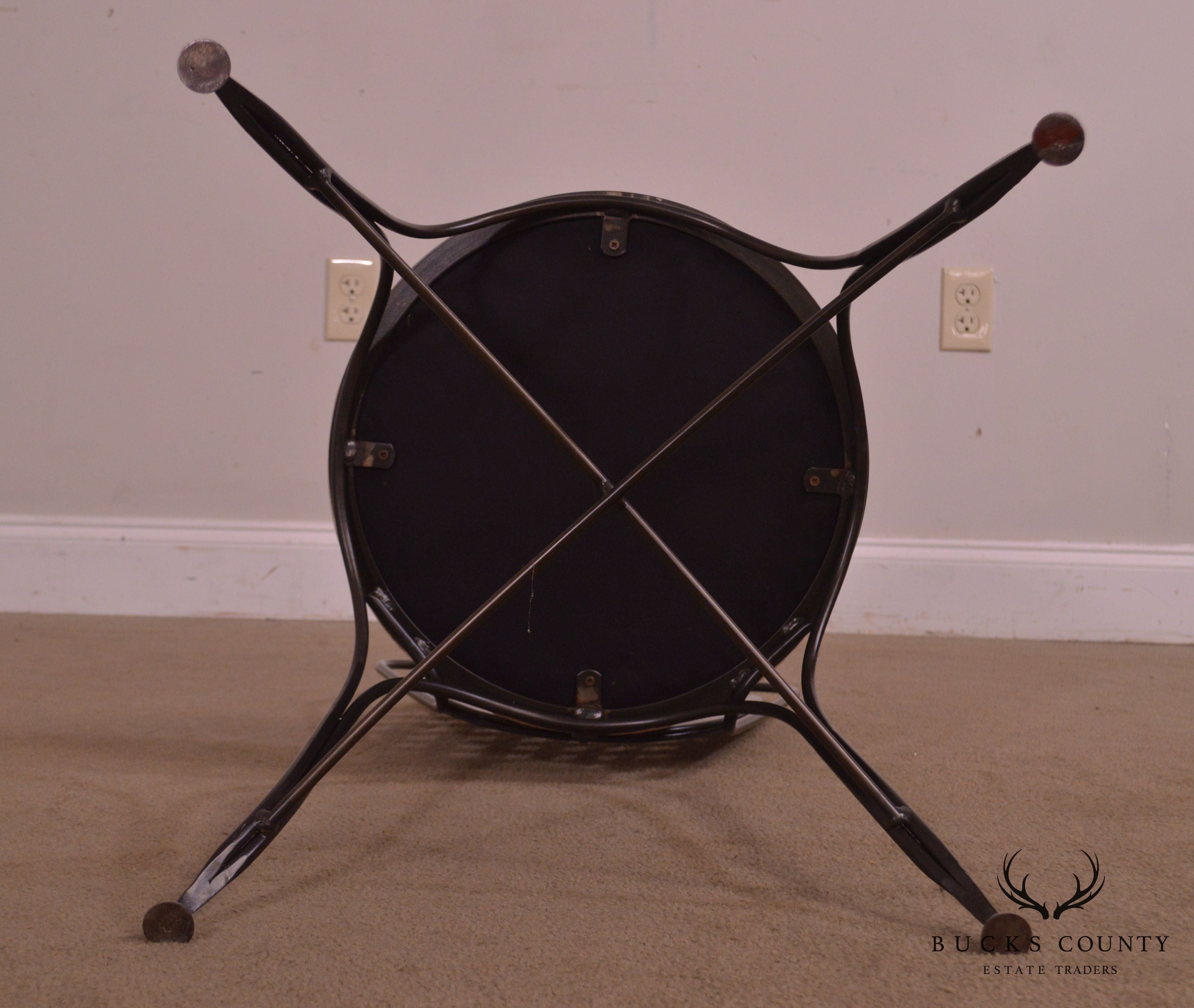 Quality Wrought Iron Lattice Back Side Chair