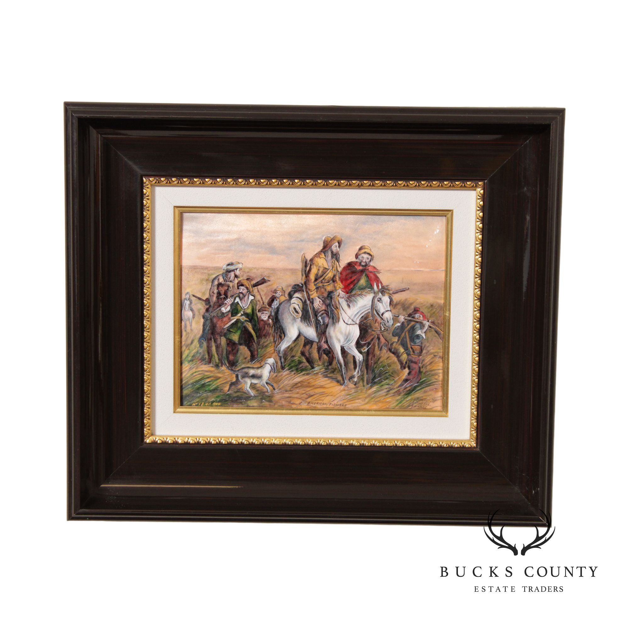 Pierre Bonnet 'American Pioneer' Limoges France Enamel Wall Plaque