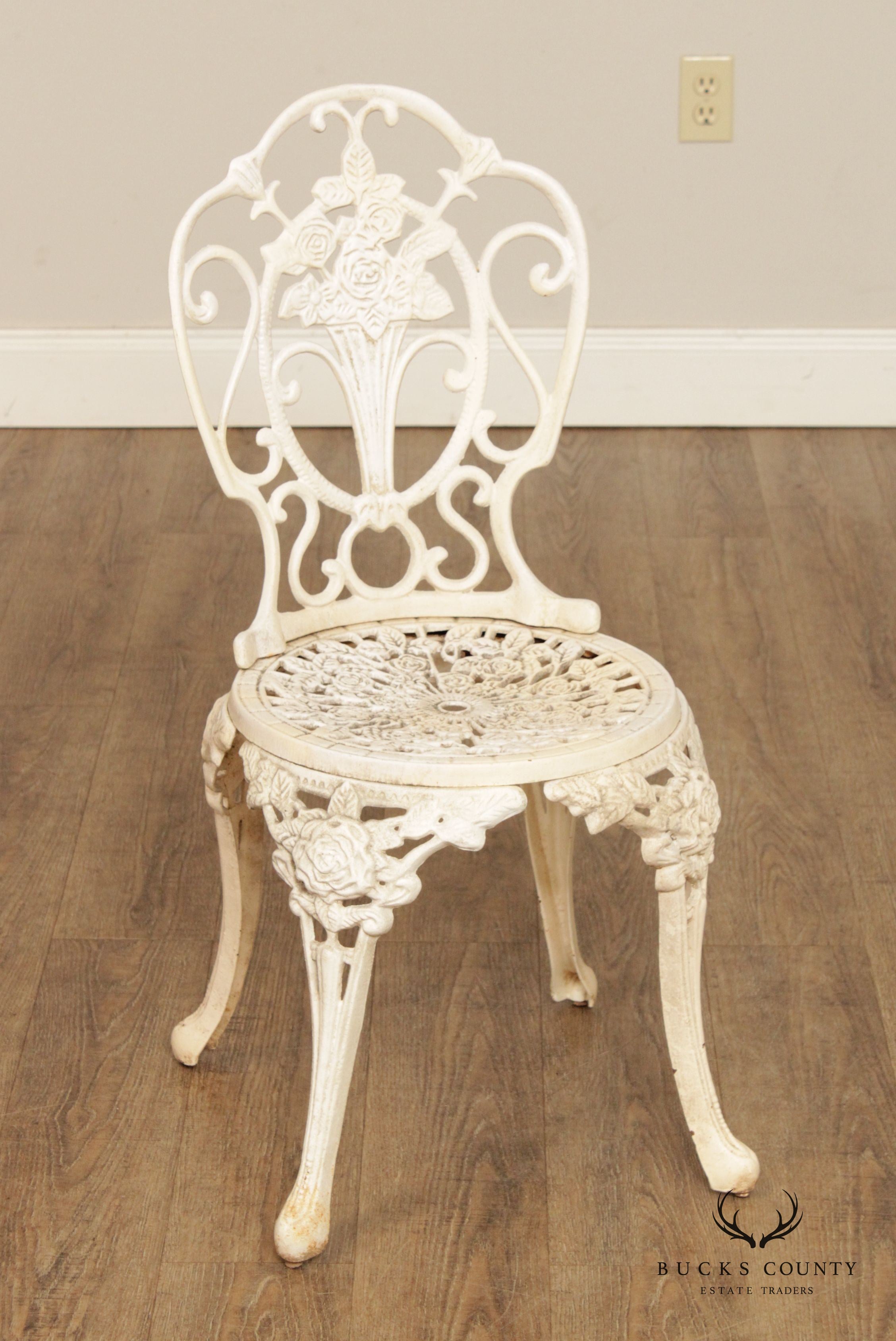 Victorian Style Vintage Cast Iron Three Piece Garden Table and Chairs Set