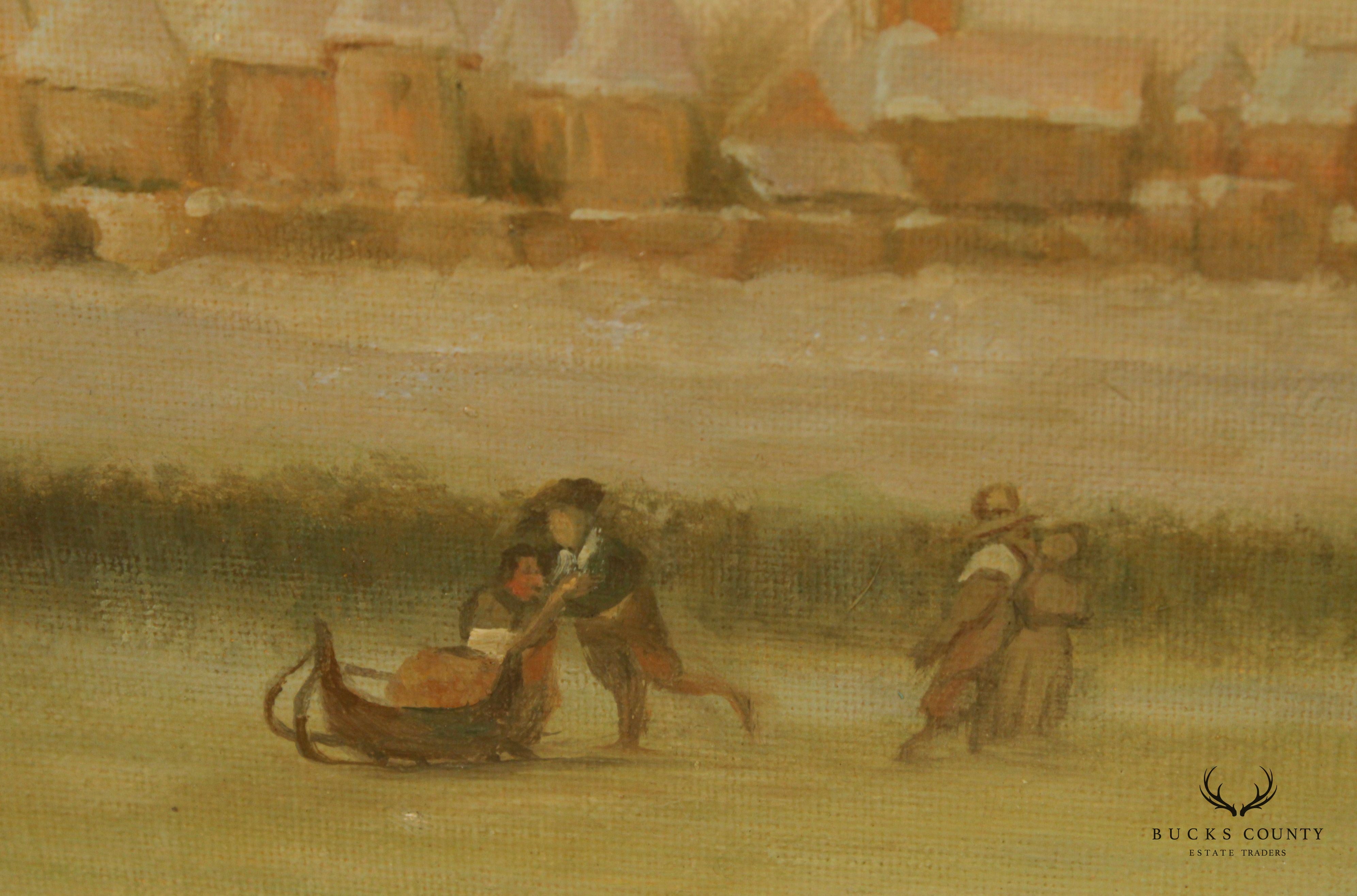 Vintage 20th C. Framed Oil Painting 'The Outside Edge' After George Henry Boughton