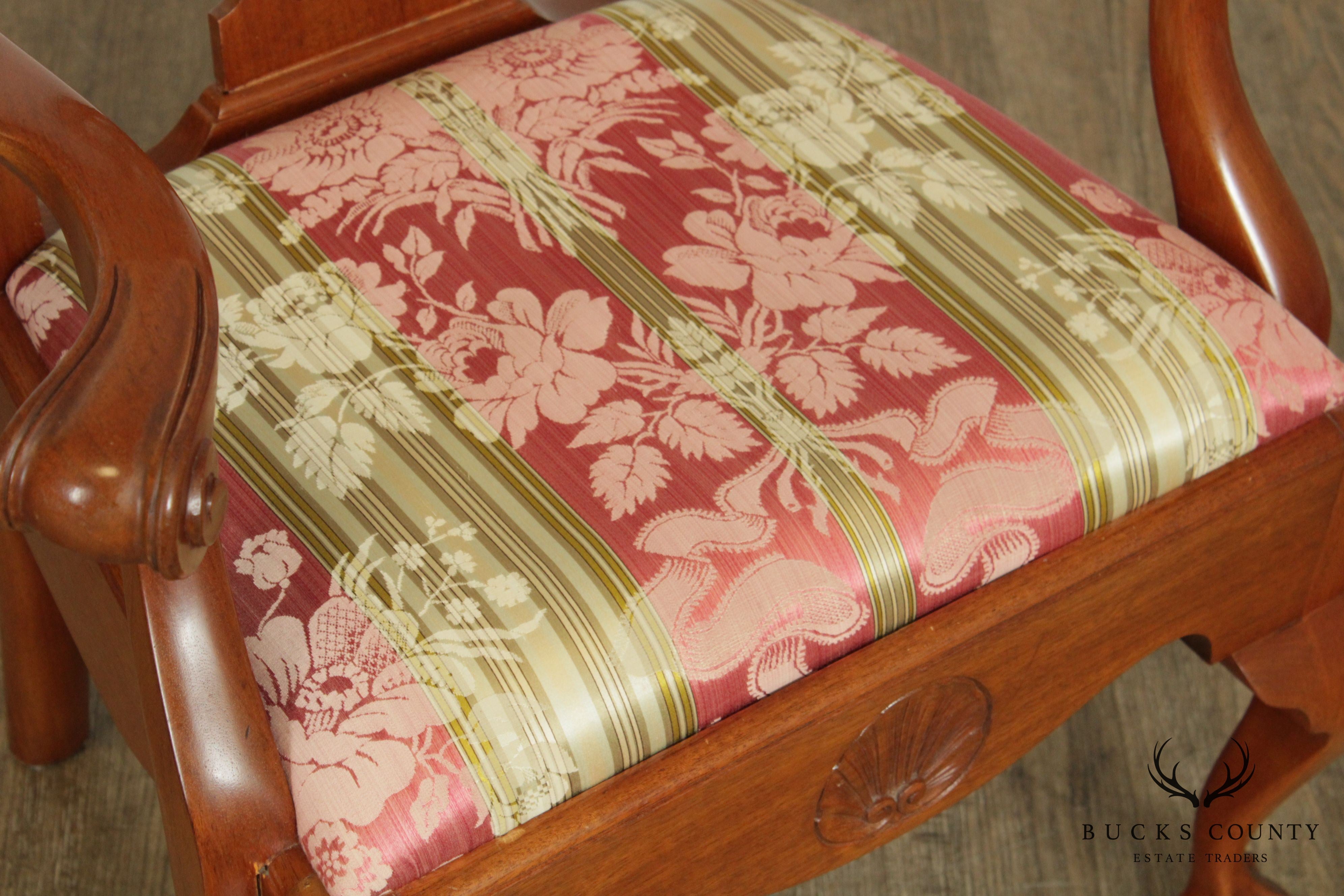 Chippendale Style Vintage Custom Crafted Pair Ball & Claw Armchairs