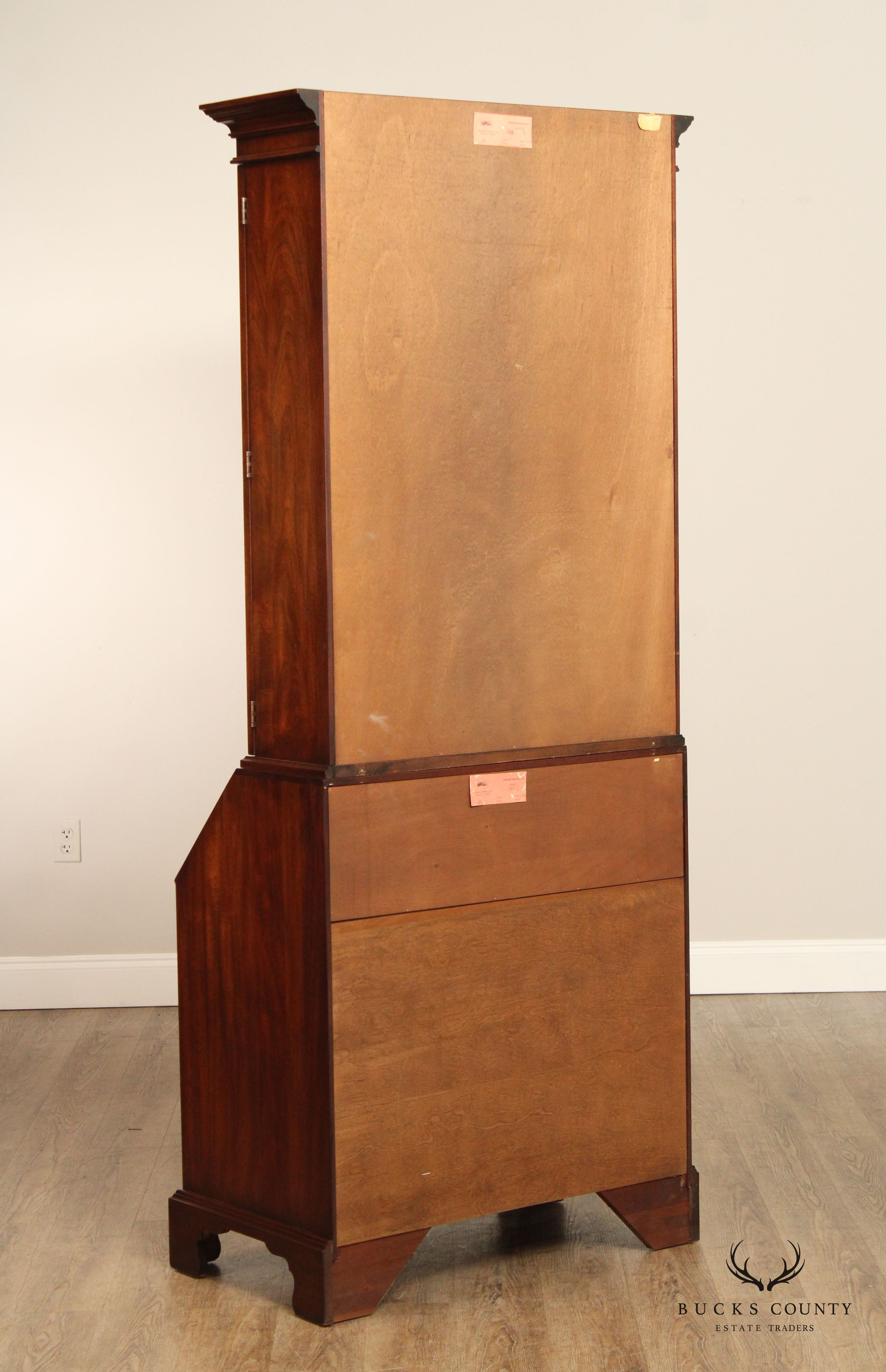 Henkel Harris Mahogany Chippendale Style Secretary Desk Bookcase