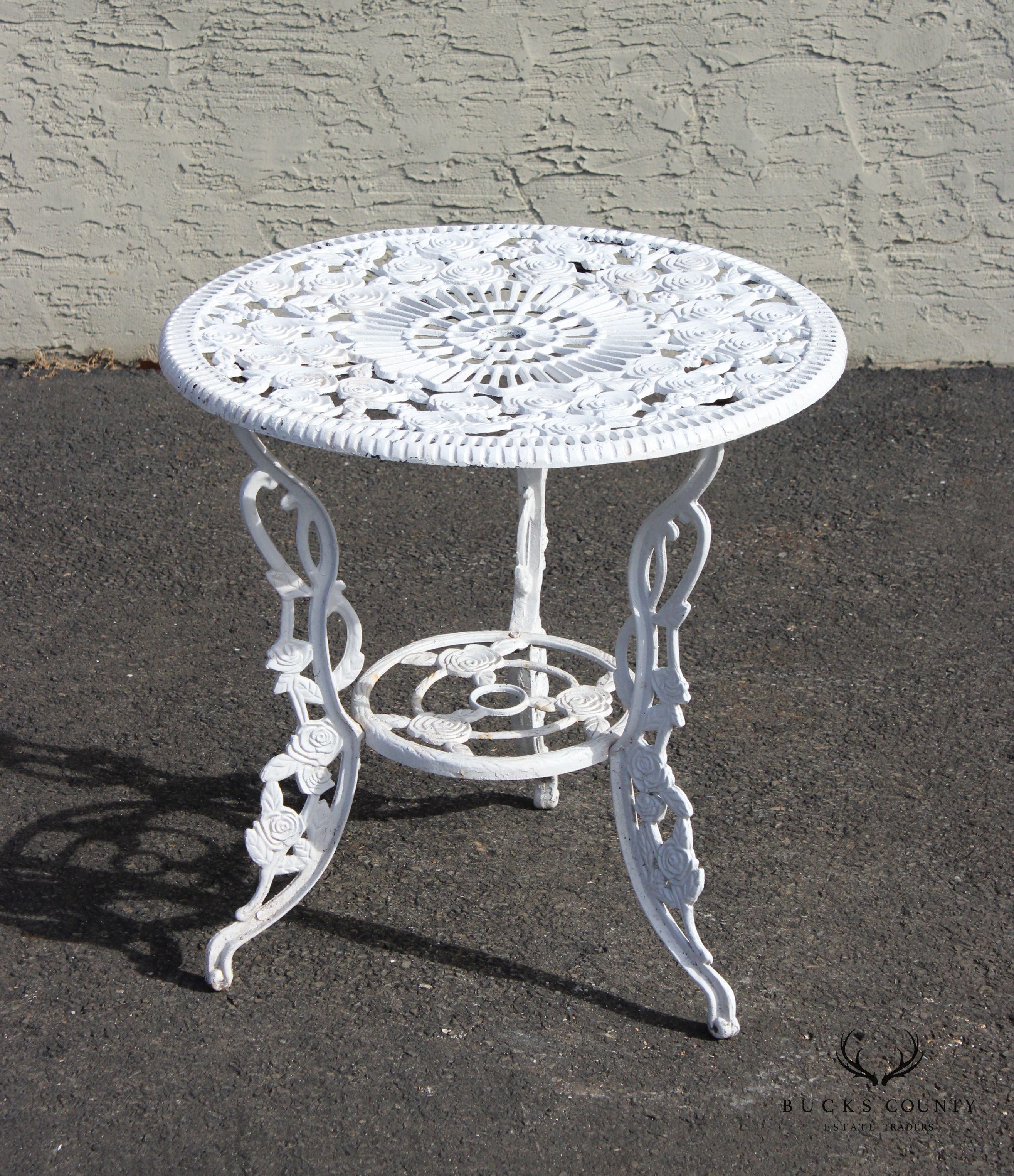 Vintage Rose Pattern Cast Iron 3-Piece Outdoor Patio Bistro Set