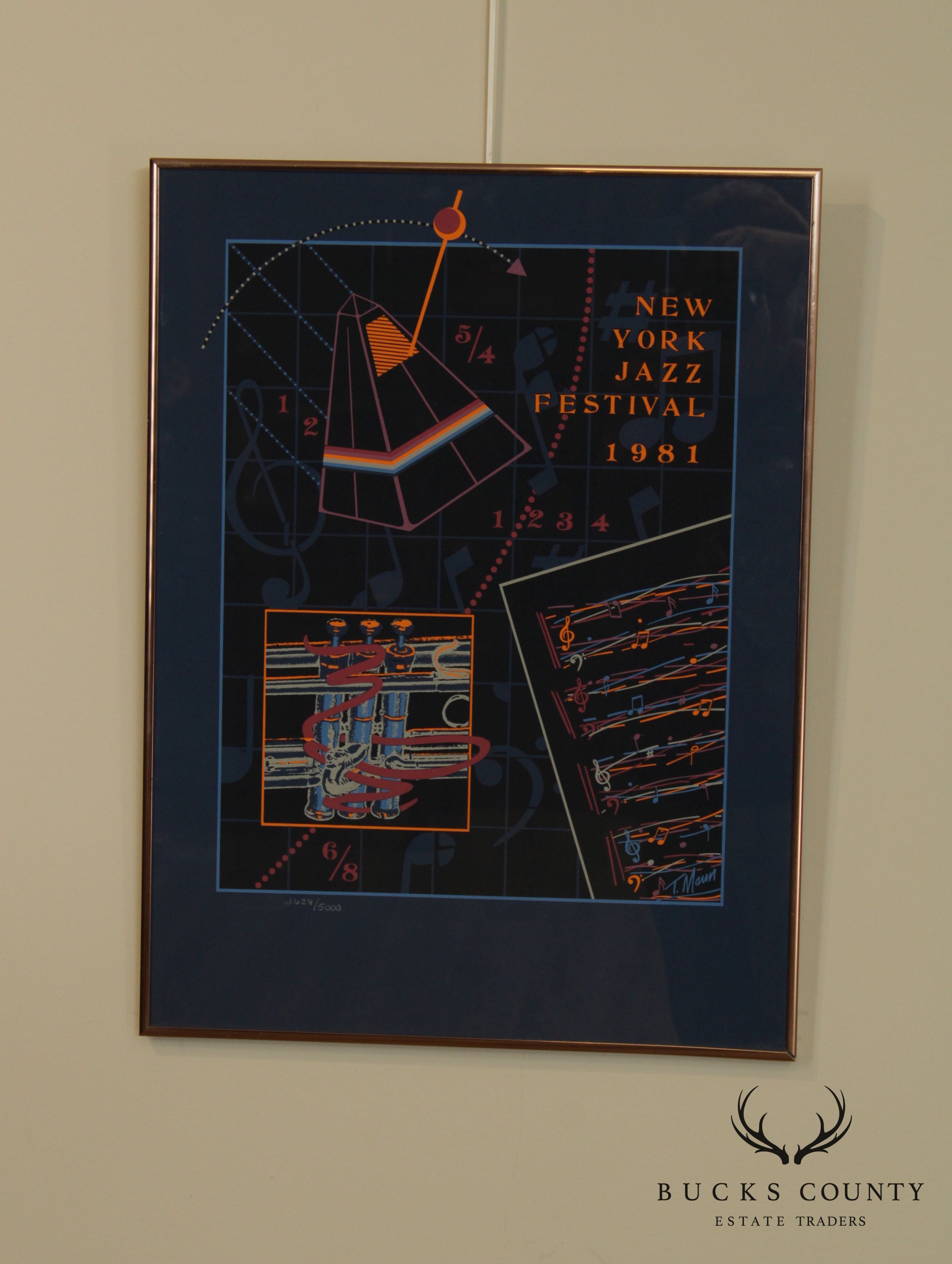 Thomas Mann "New York Jazz Festival" Framed Color Silkscreen Poster # 1628/5000