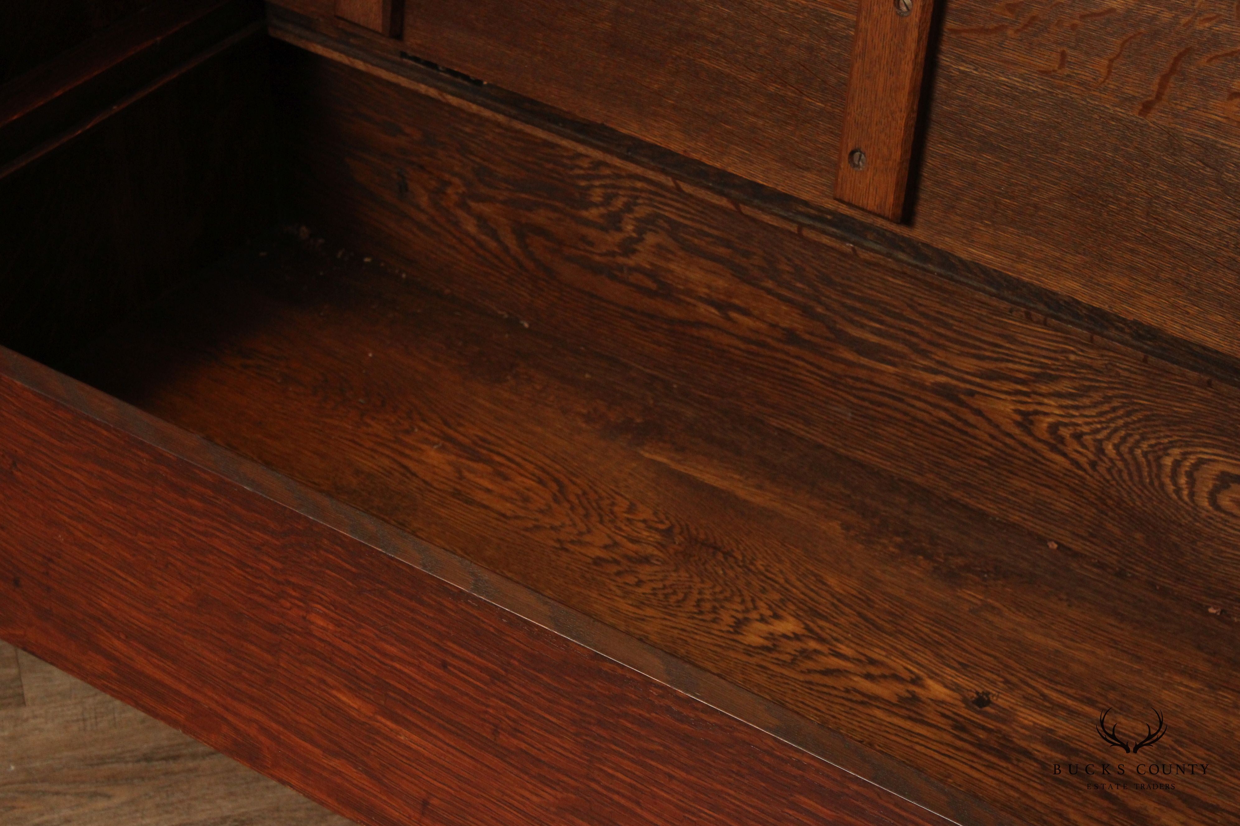 Antique Gustav Stickley Craftsman Oak Hall Bench