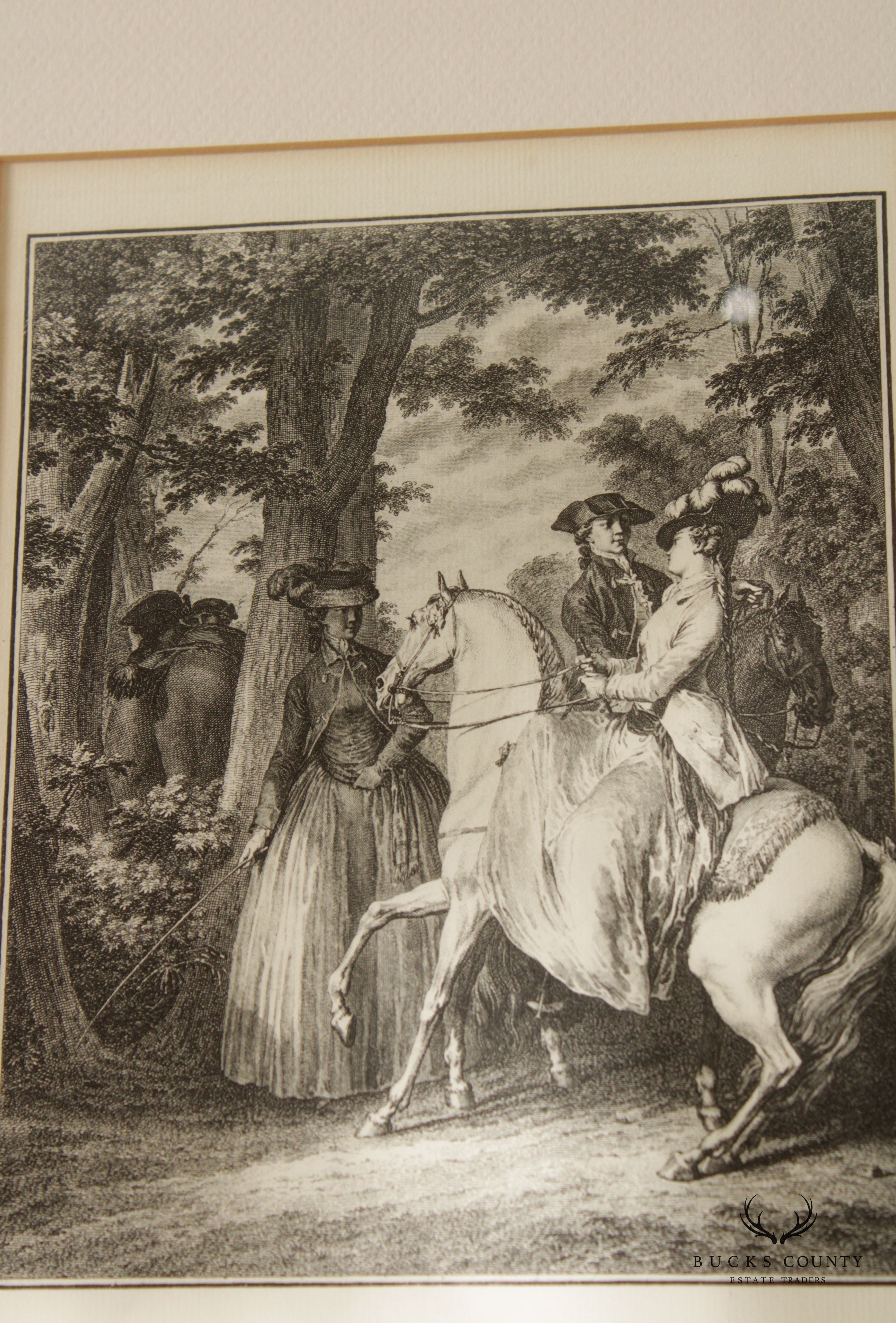 Antique Set 18th French Engravings After Baudouin, Moreau the Younger and Fragonard, Custom Framed