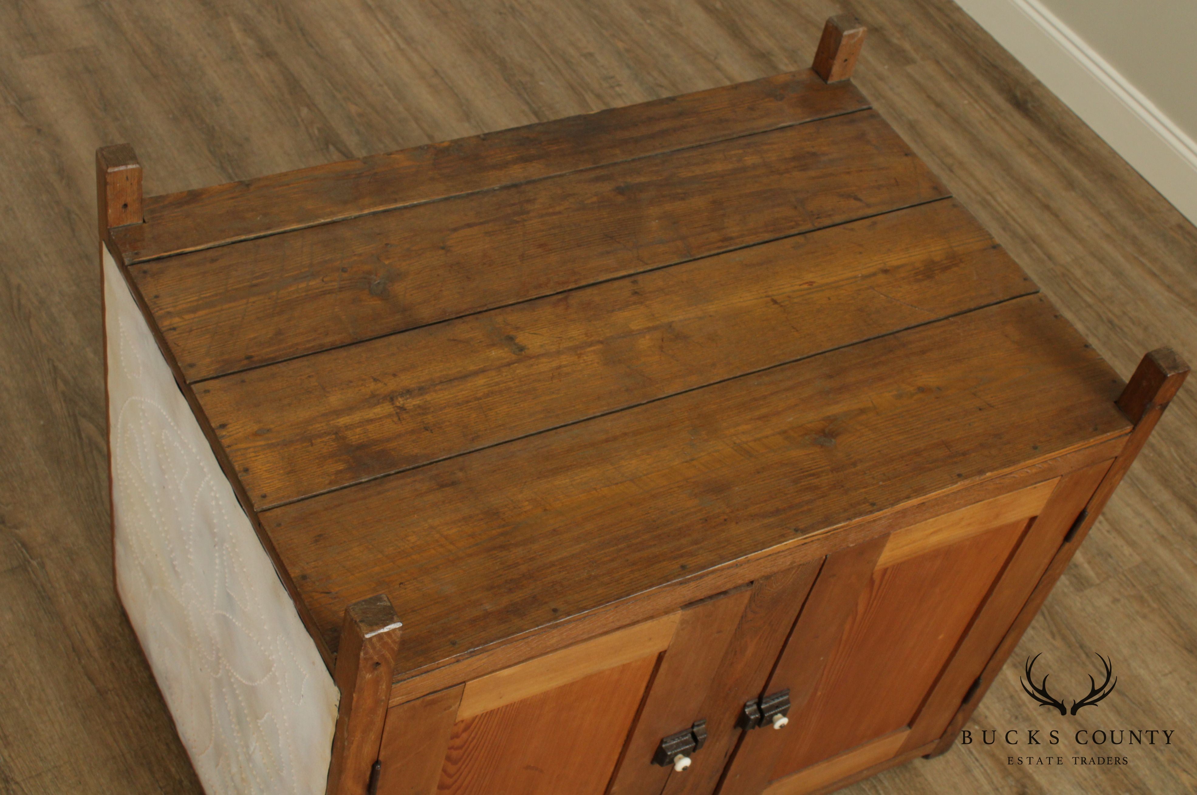 Antique Lehigh Valley Pennsylvania Pierced Tin Hanging Pie Safe Cupboard