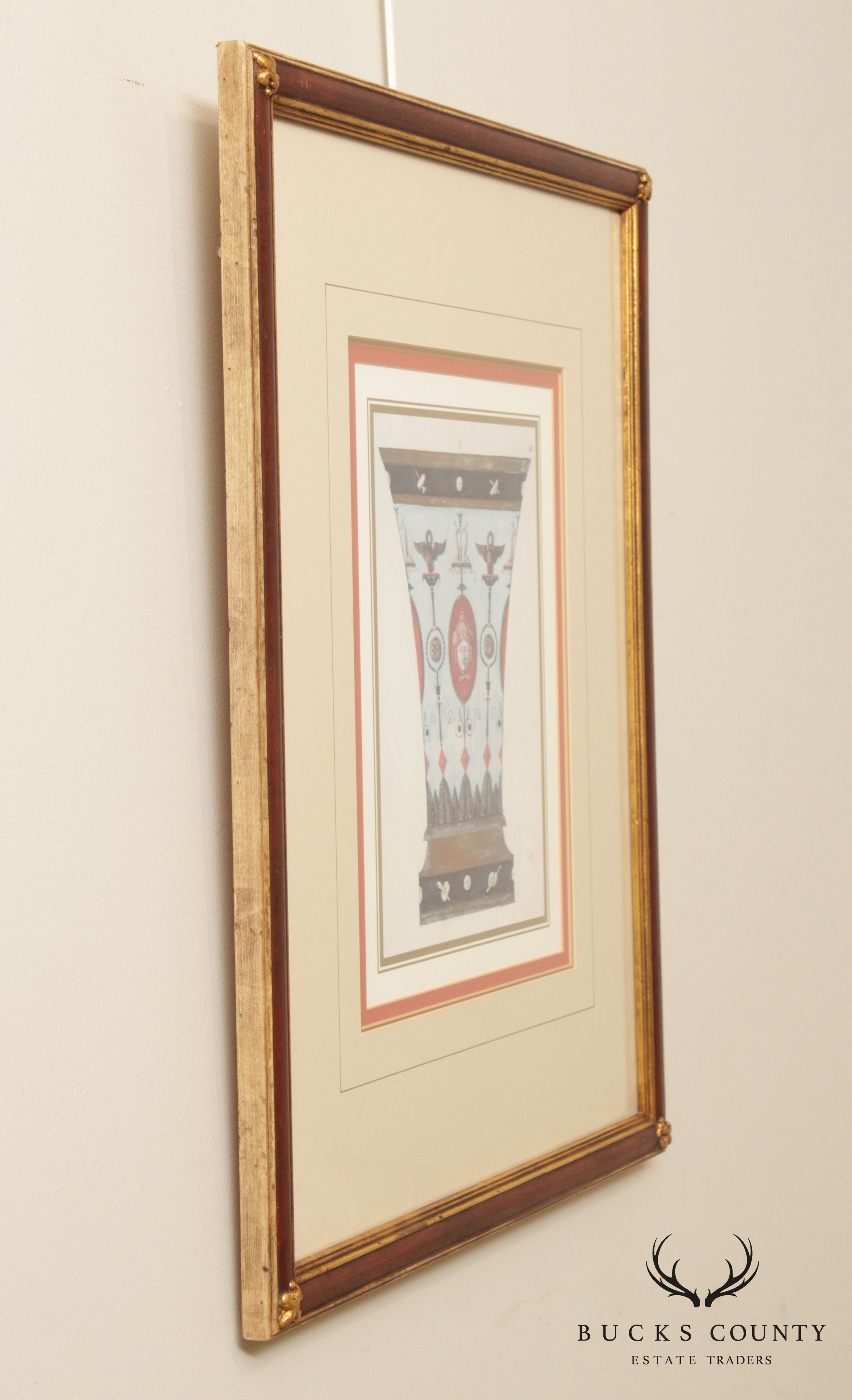 Vintage Jasmine Vase, Colored Engraving
