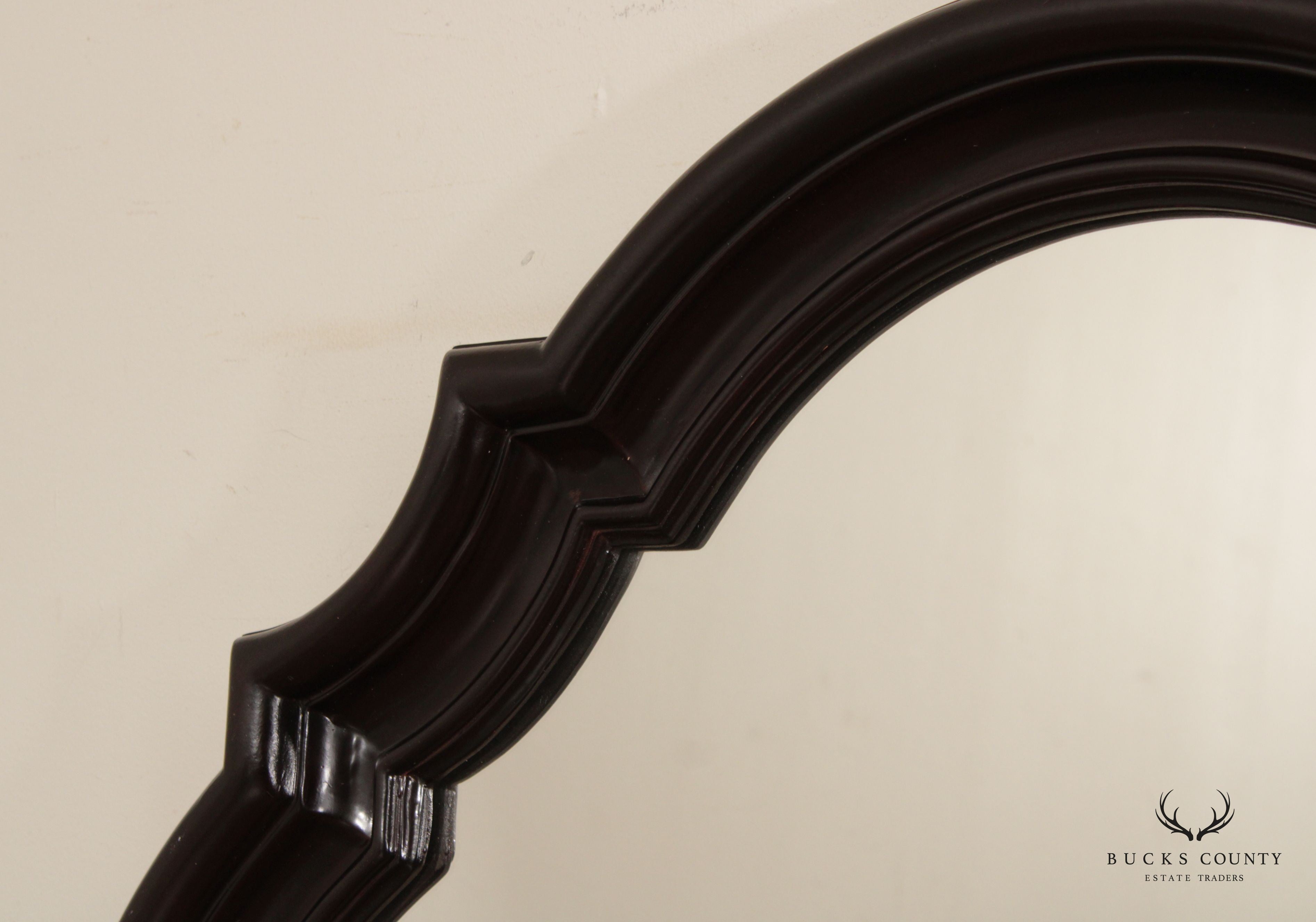 Vintage Quatrefoil Carved Wood Frame Wall Mirror