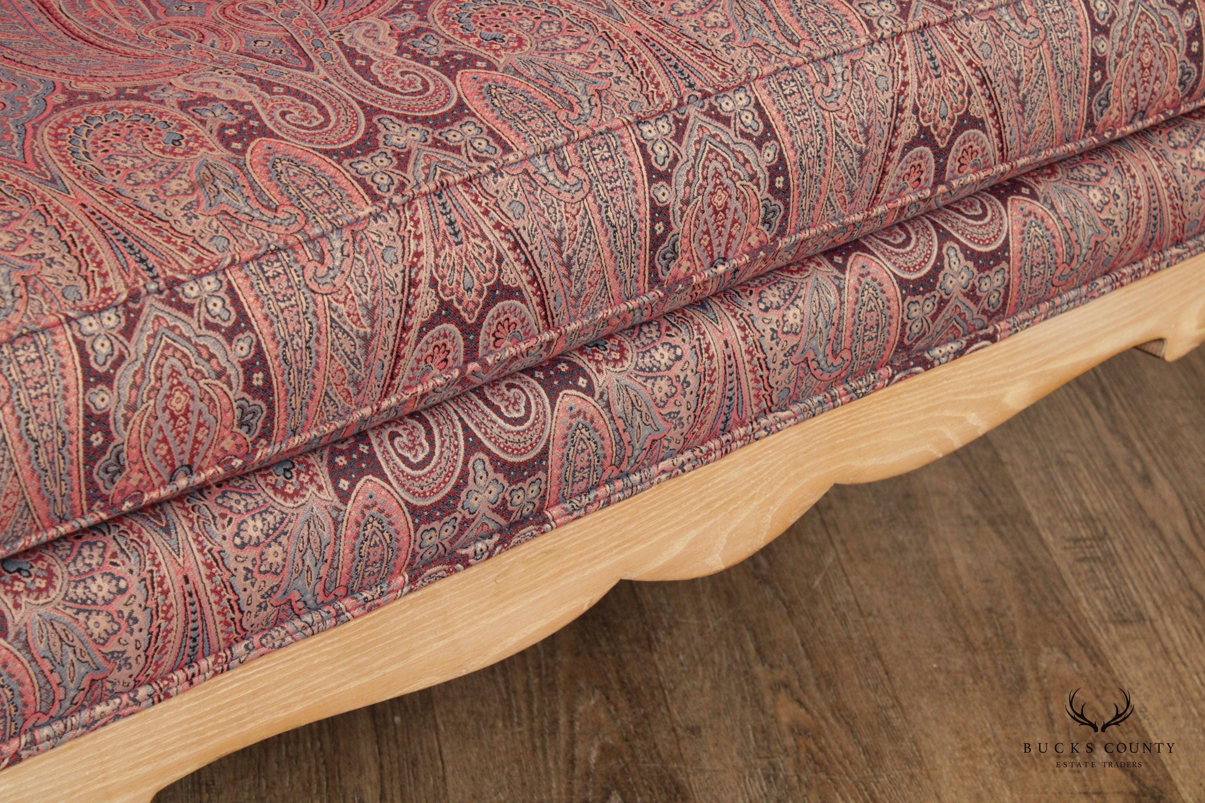 Chippendale Style Pair Custom Upholstered High-Back Settees