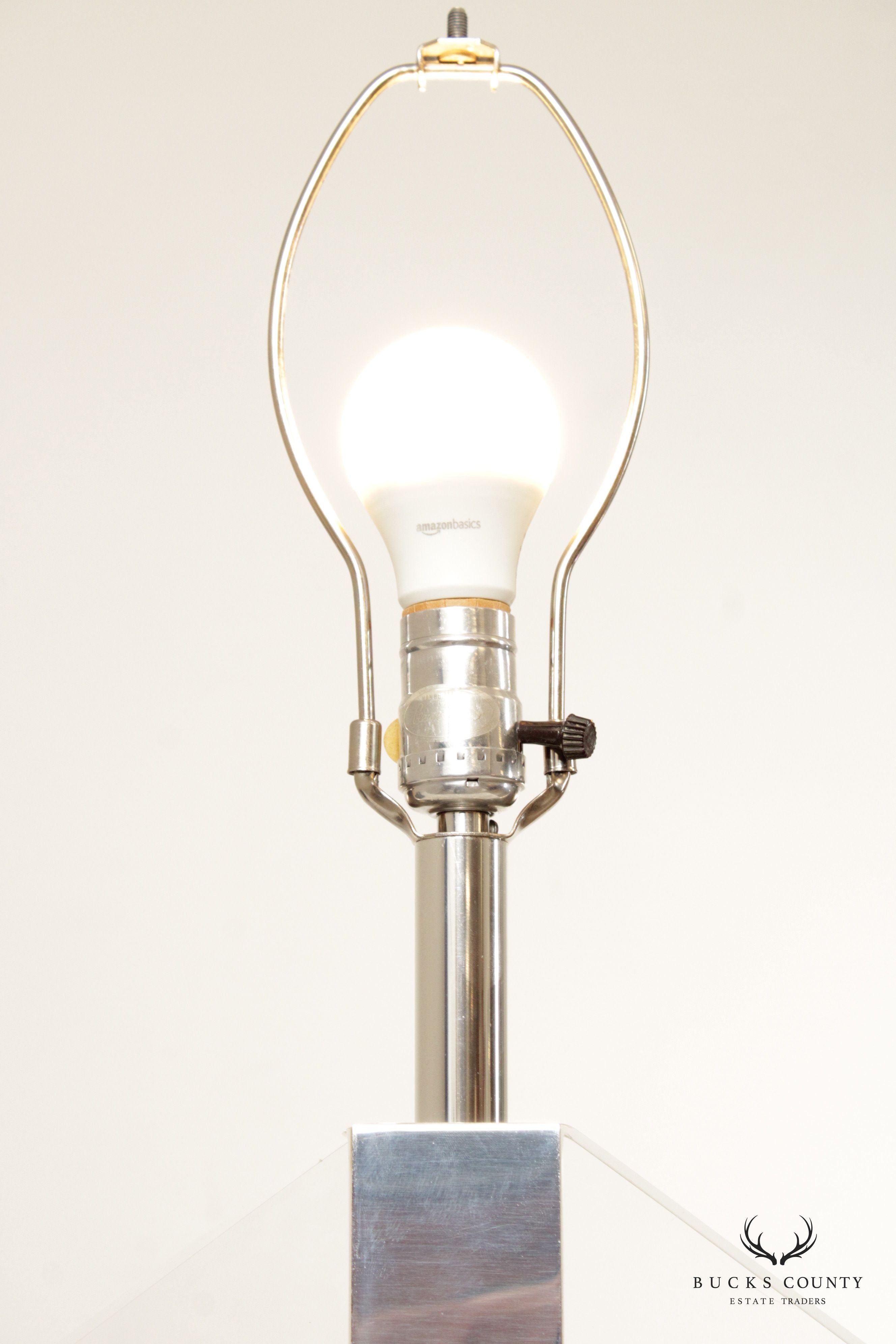 George Bullio Post Modern Chrome and Lucite Table Lamp