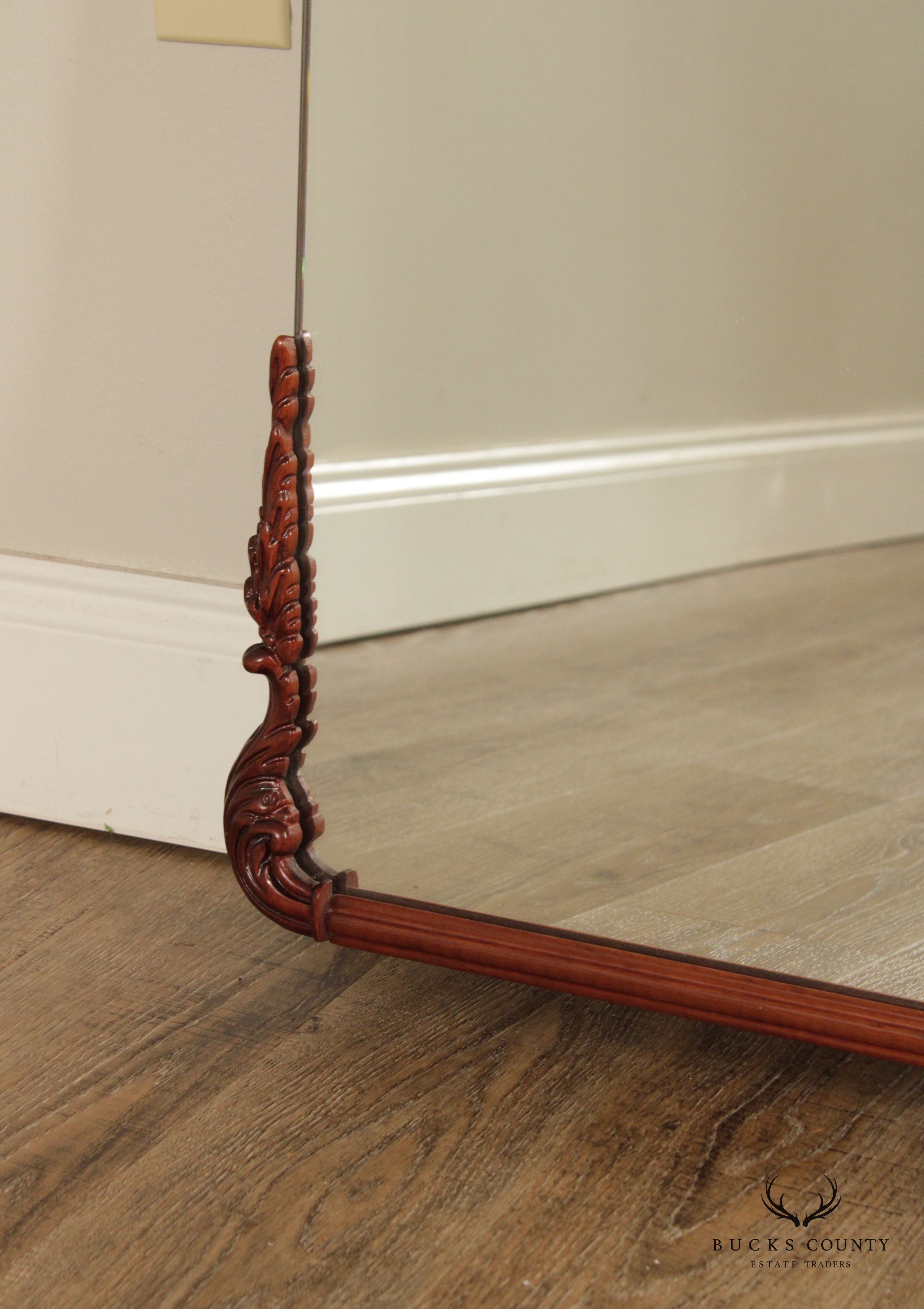 Chinese Chippendale Carved Solid Mahogany Wall Mirror