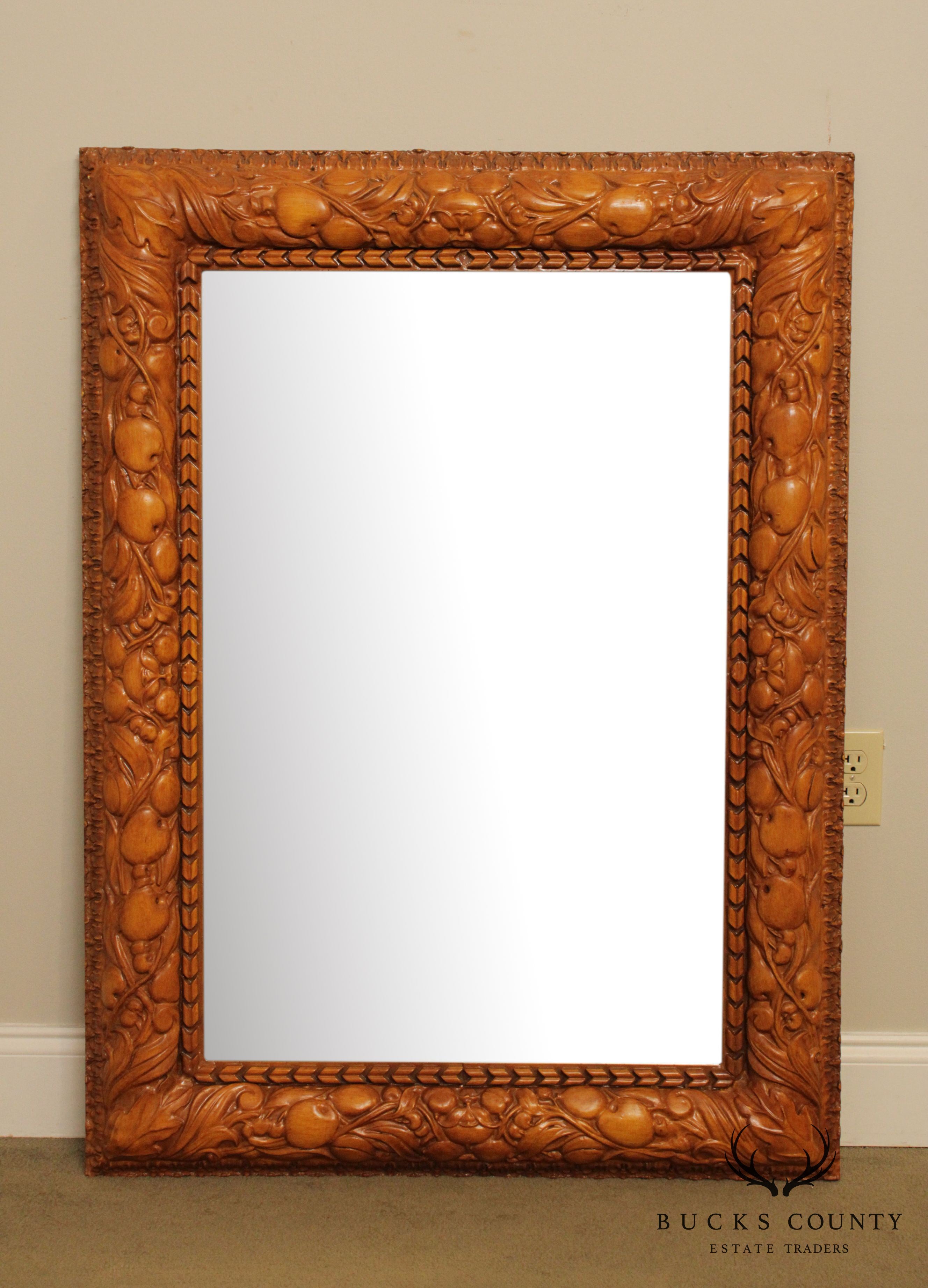 Friedman Brothers Fruit Carved Beveled Wall Mirror