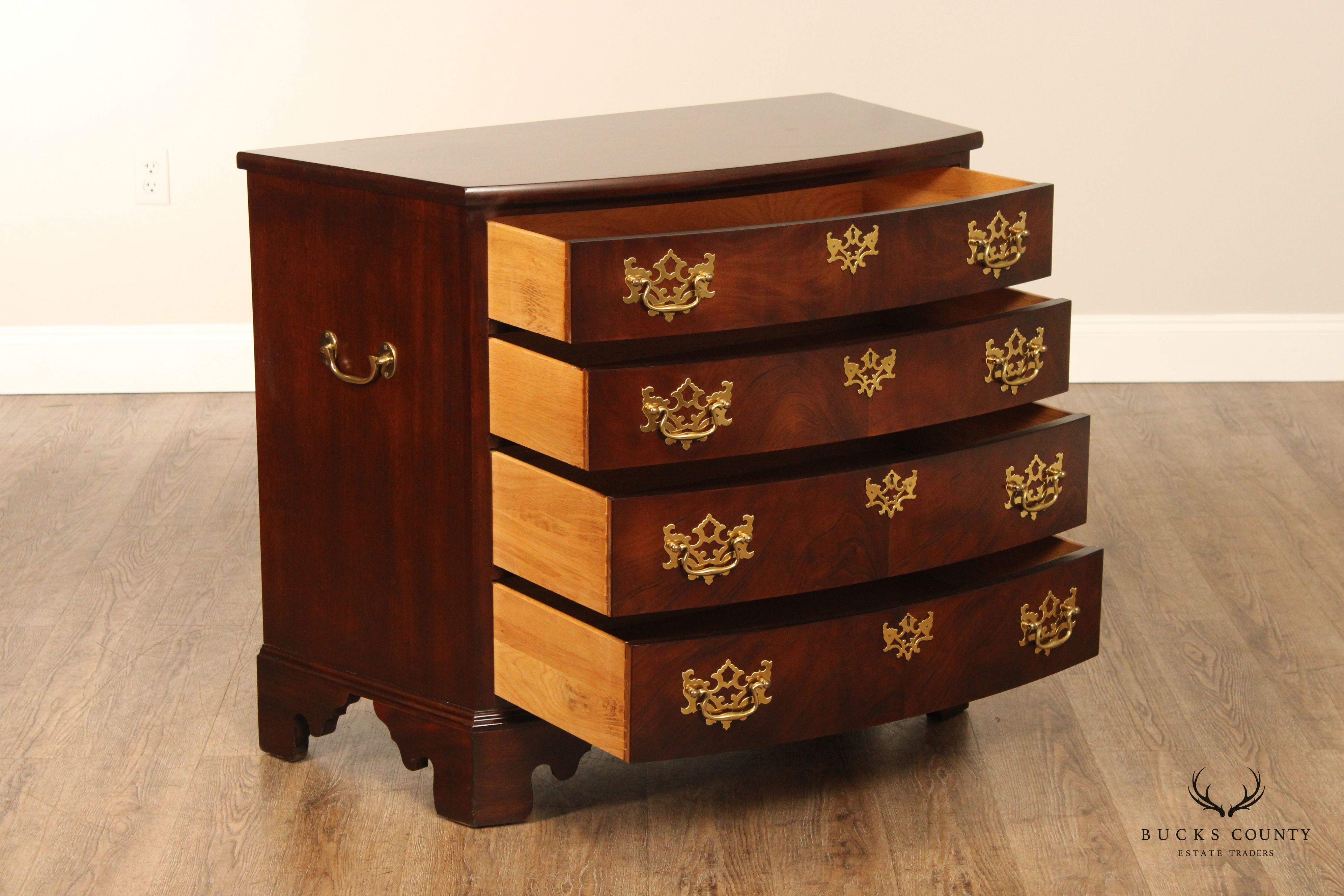 Madison Square Chippendale Style Mahogany Bowfront Bachelor's Chest
