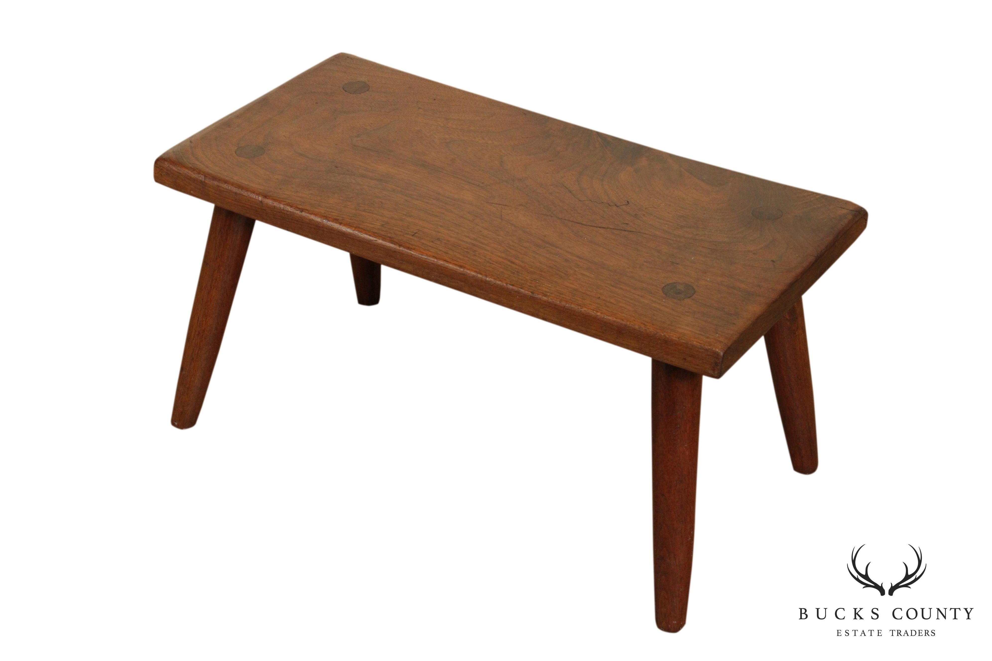 Studio Crafted Mid Century Walnut Small Stool