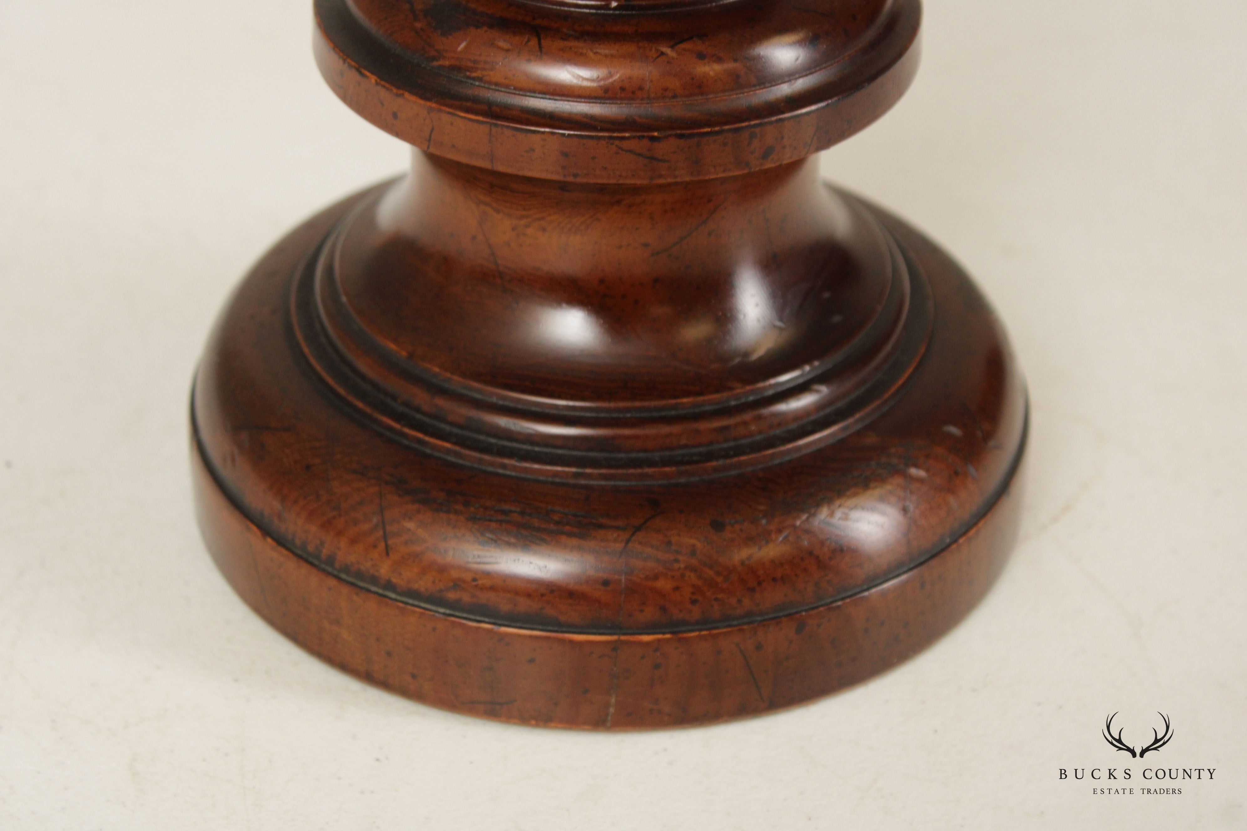 KNOB CREEK PAIR OF BRASS AND TURNED WOOD VINTAGE TABLE LAMPS
