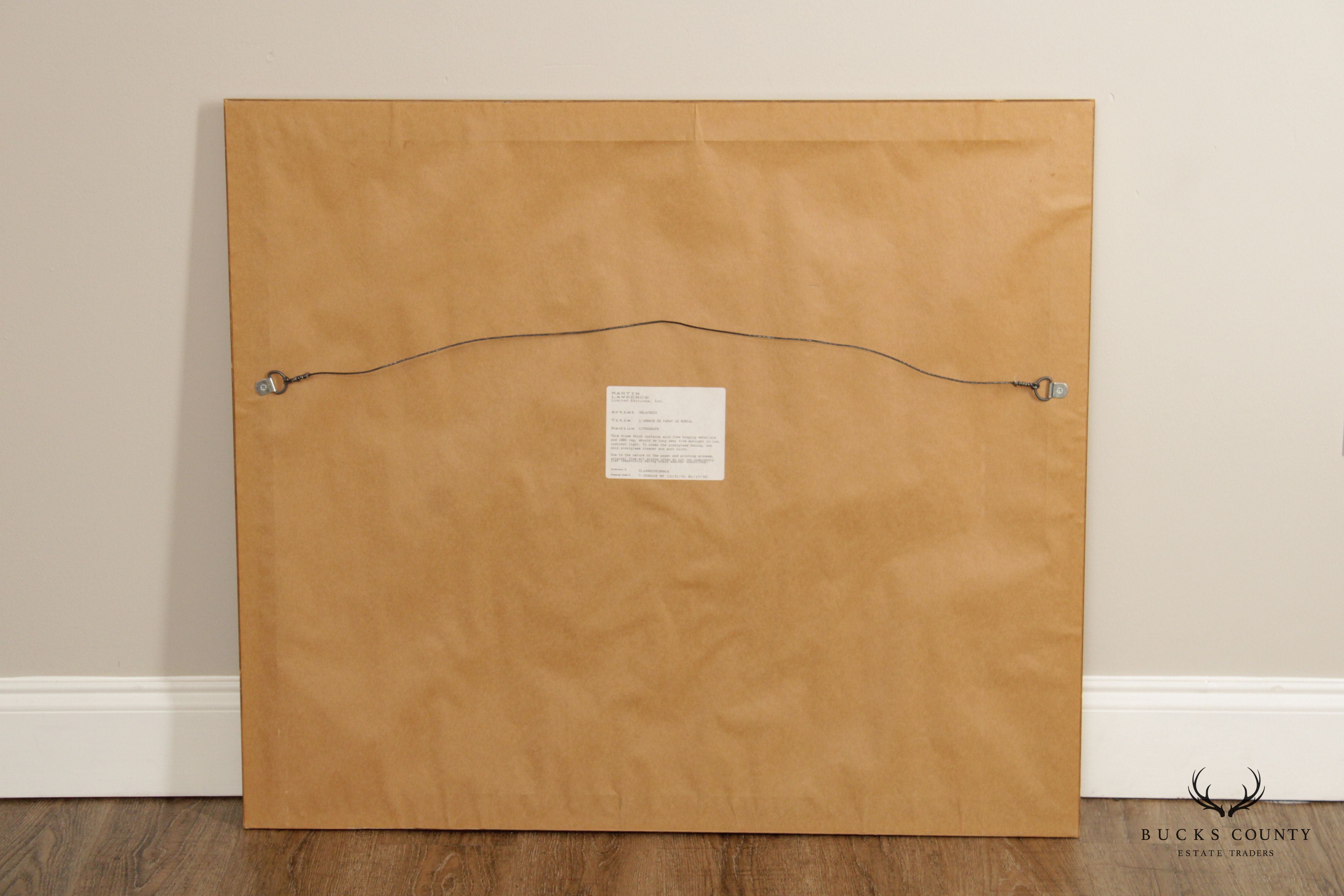 Michel Delacroix 'L'abbaye de Paray le Monial' Lithograph Print, Custom Framed